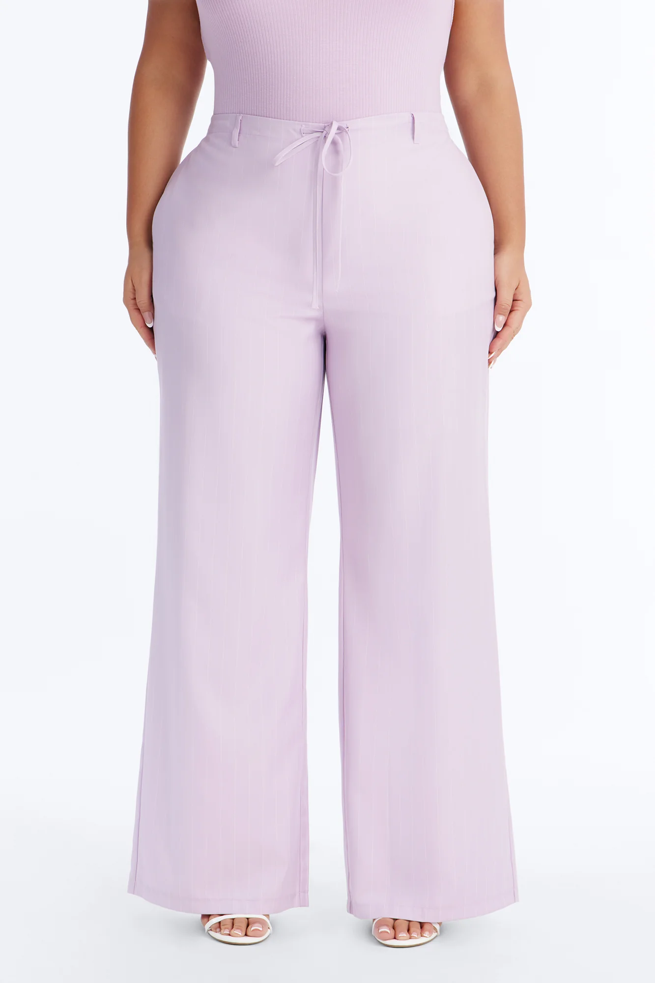 Yessica Pinstripe Wide Leg Trouser - Orchid - Image 5