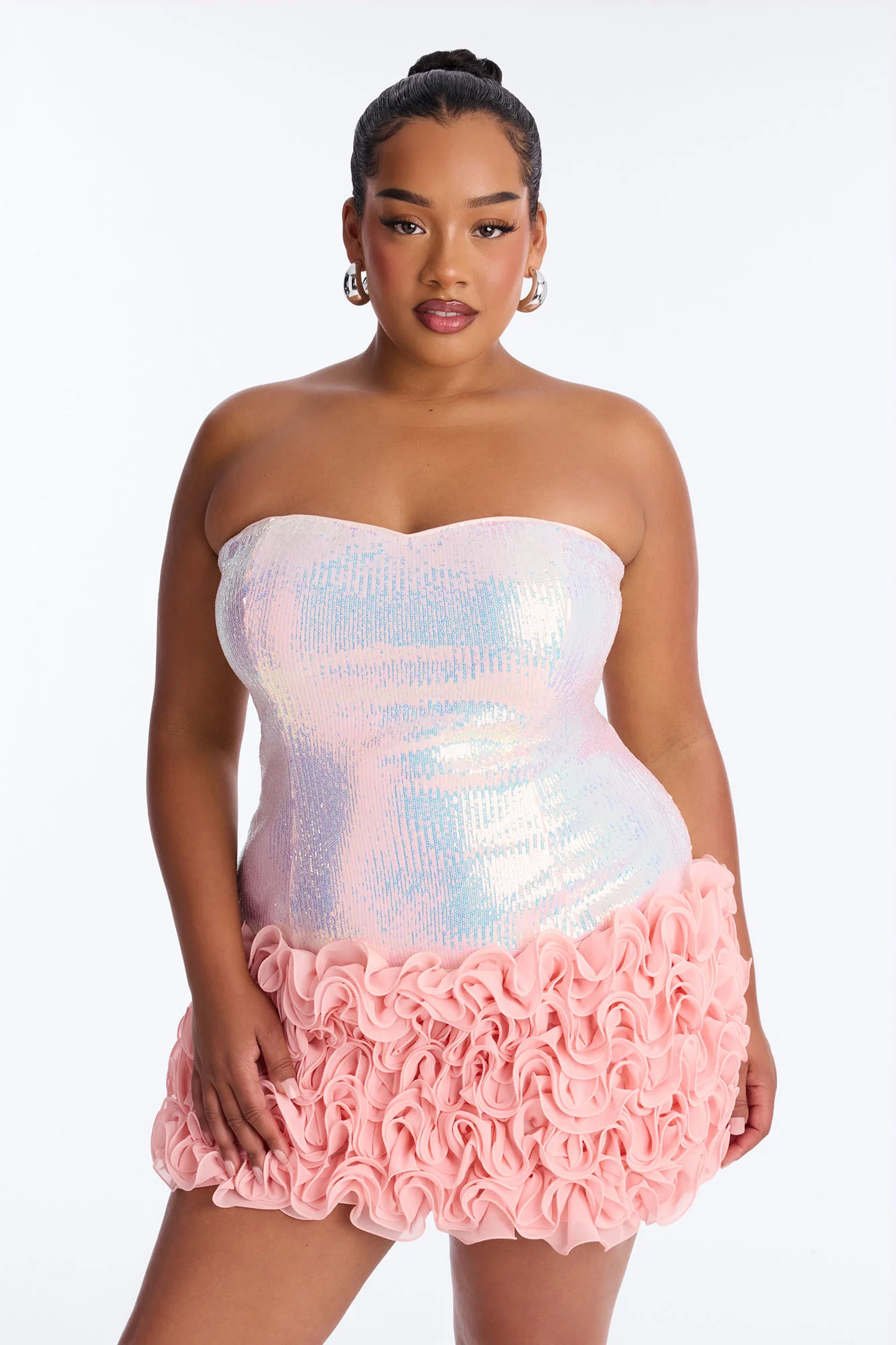 You Wish Strapless Sequin Micro Mini Dress - Pink - Image 6