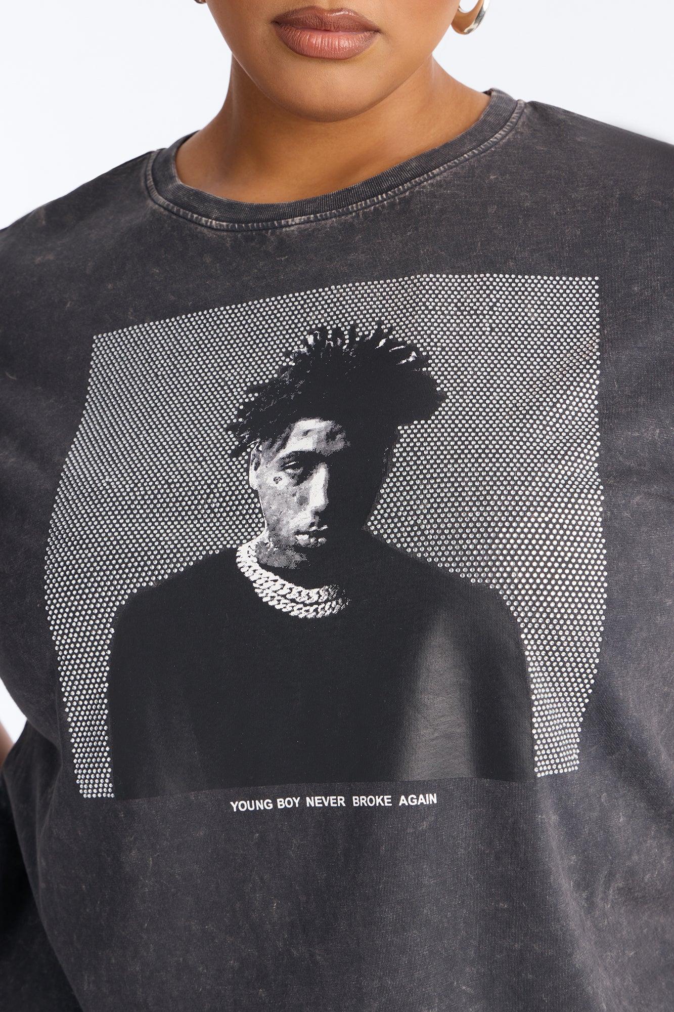 Youngboy Rhinestone Washed Tee - Black Wash - Image 7