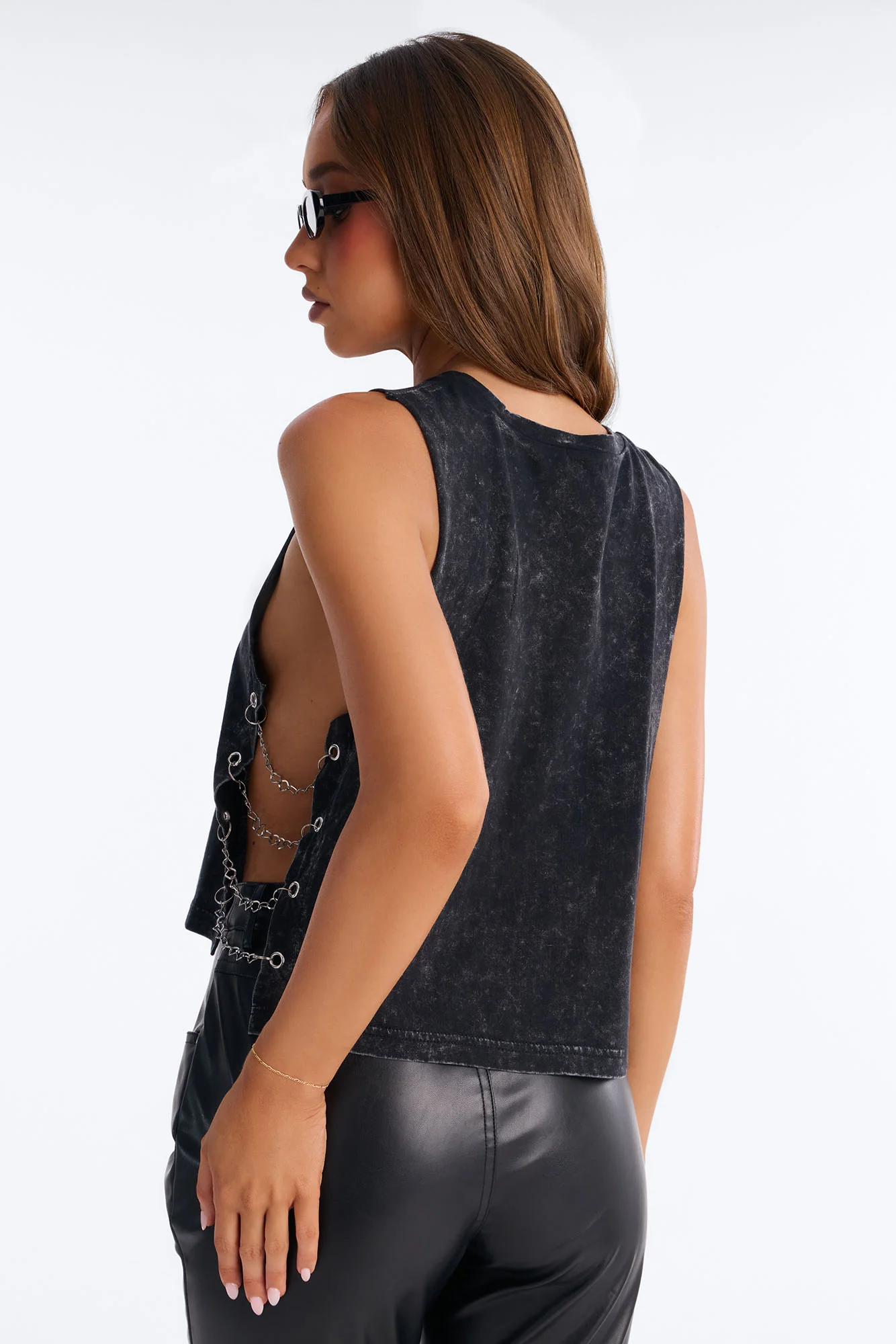 Youngboy Washed Side Chain Muscle Tank - Black Wash - Image 5
