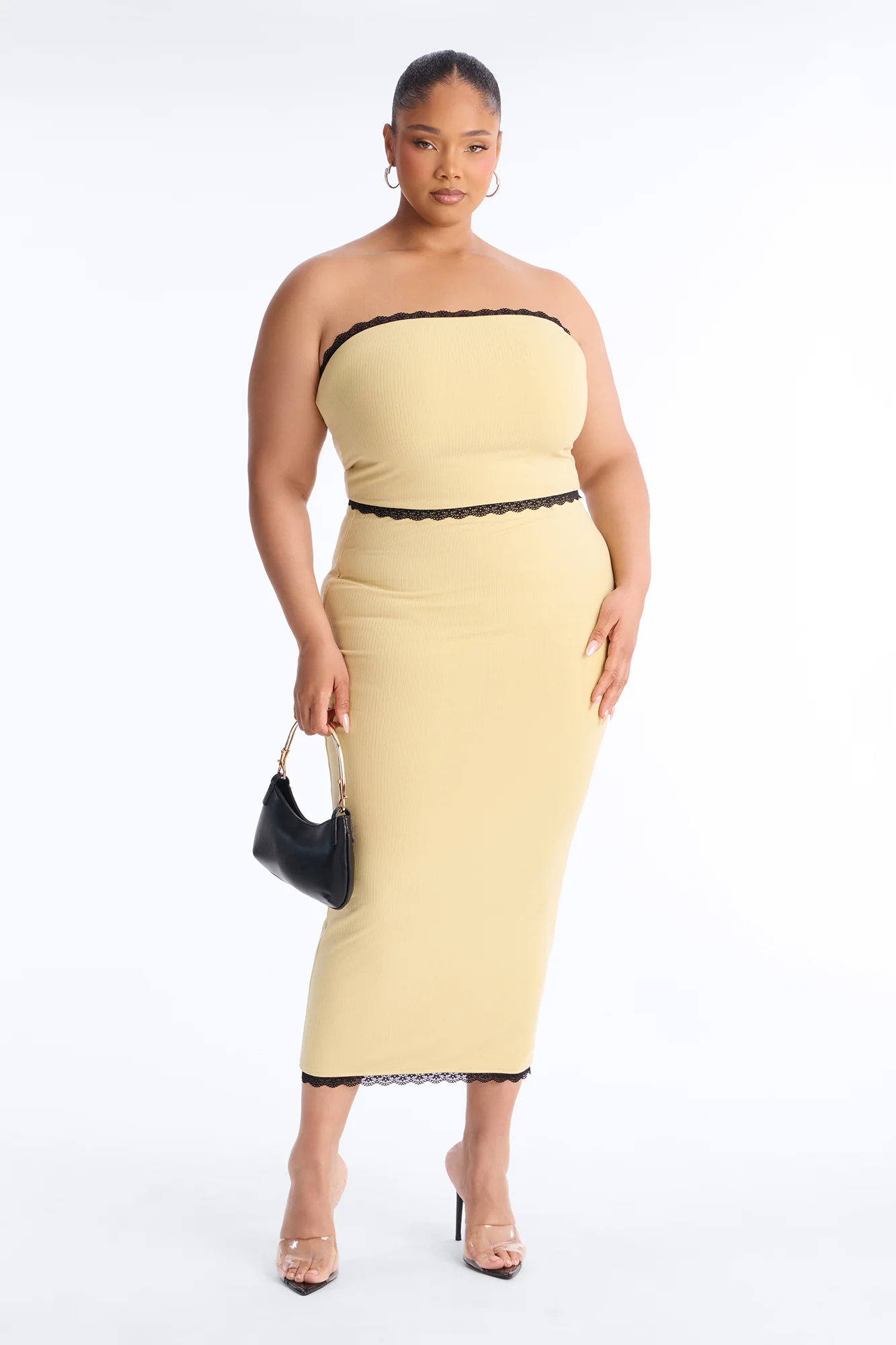 Your Darling Double Lined Ribbed Skirt Set - Yellow/combo - Image 4