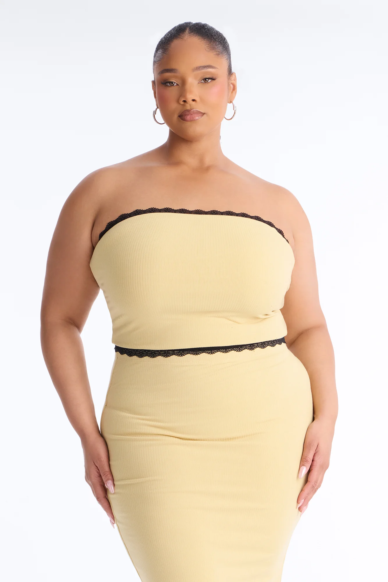 Your Darling Double Lined Ribbed Skirt Set - Yellow/combo - Image 5