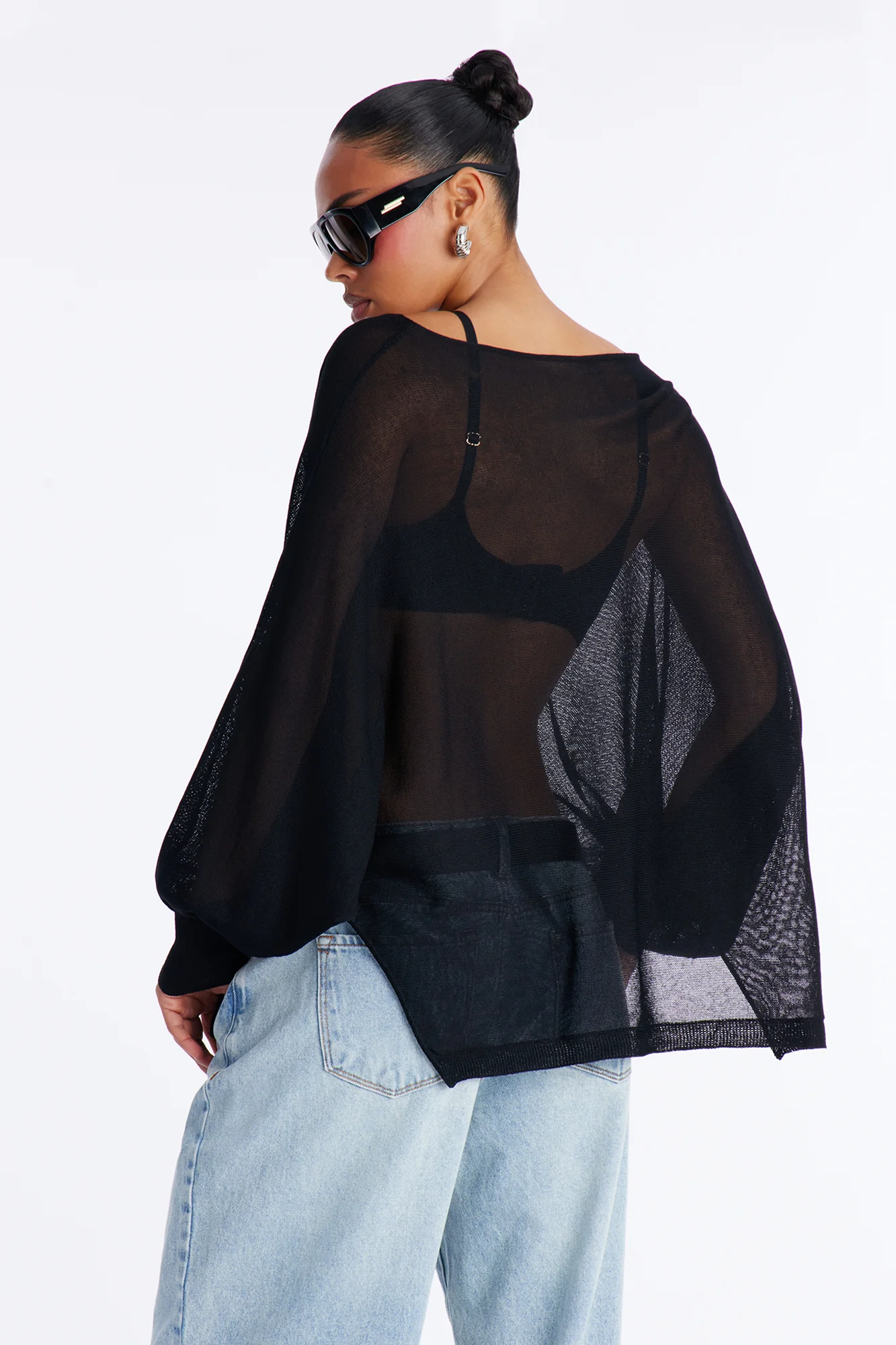 Your Favorite Oversized Sheer Sweater Top - Black - Image 3