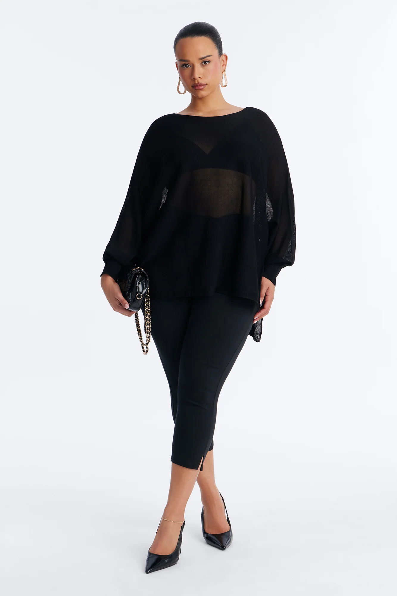 Your Favorite Oversized Sheer Sweater Top - Black - Image 5