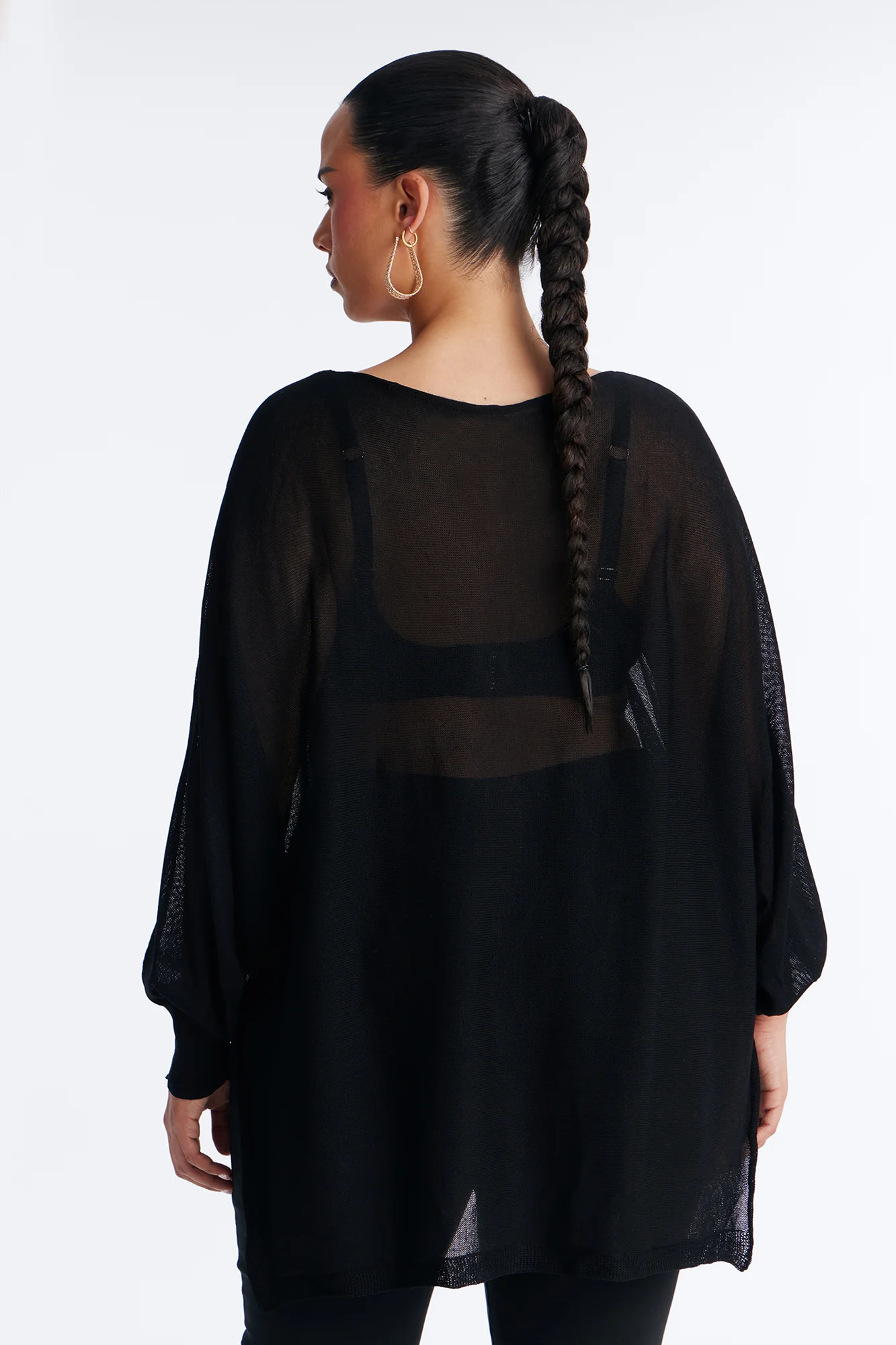 Your Favorite Oversized Sheer Sweater Top - Black - Image 6