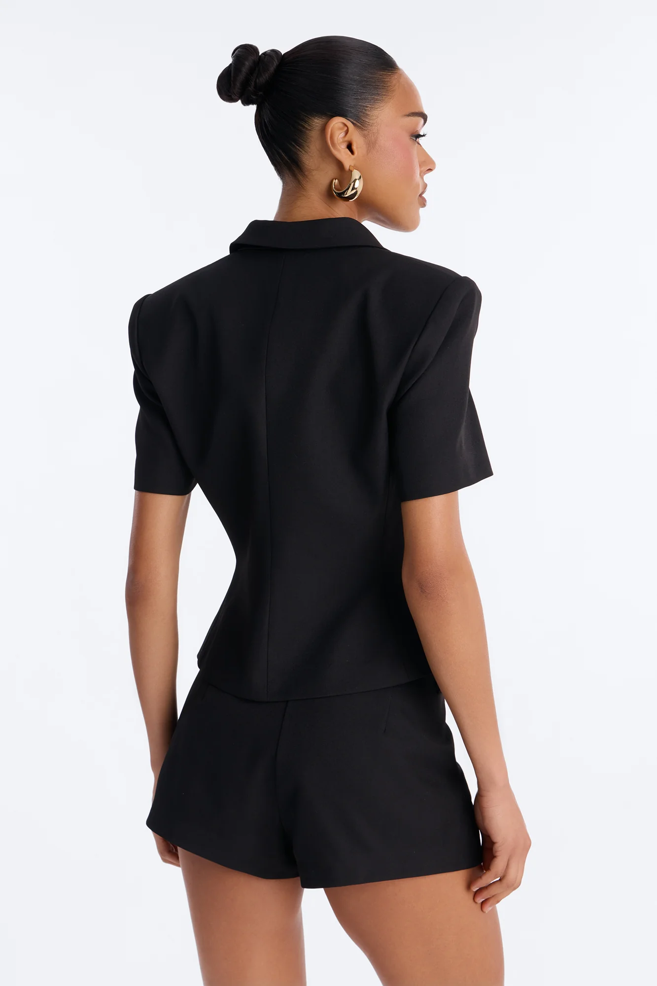 Your New Obsession Fitted Short Sleeve Blazer - Black - Image 4