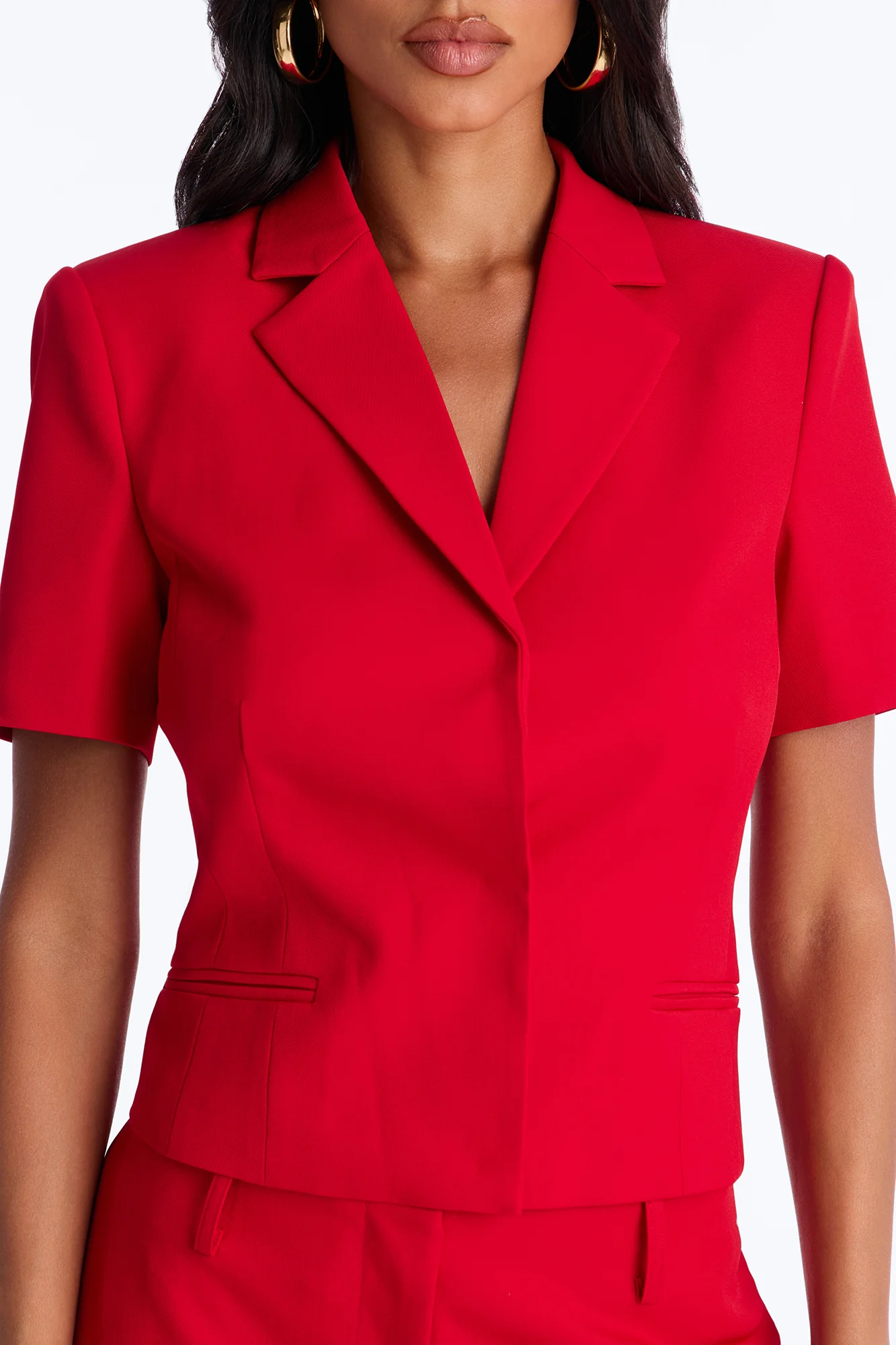 Your New Obsession Fitted Short Sleeve Blazer - Red - Image 4