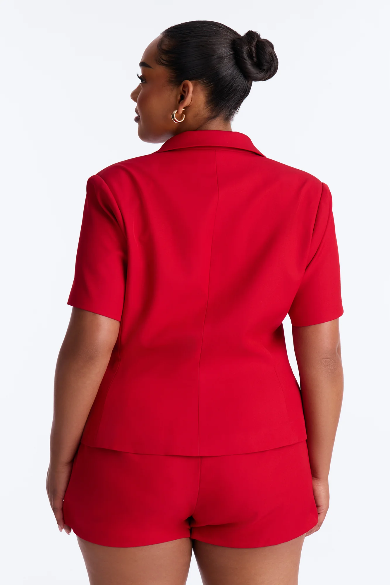 Your New Obsession Fitted Short Sleeve Blazer - Red - Image 8