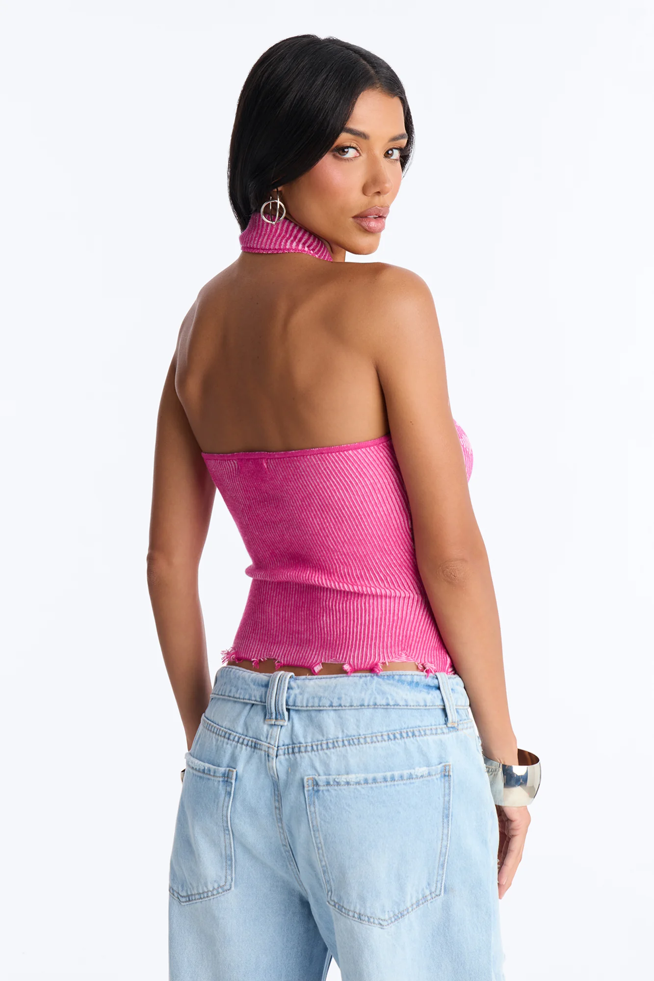 You're A Star Marled Sweater Halter Top - Pink/combo - Image 4