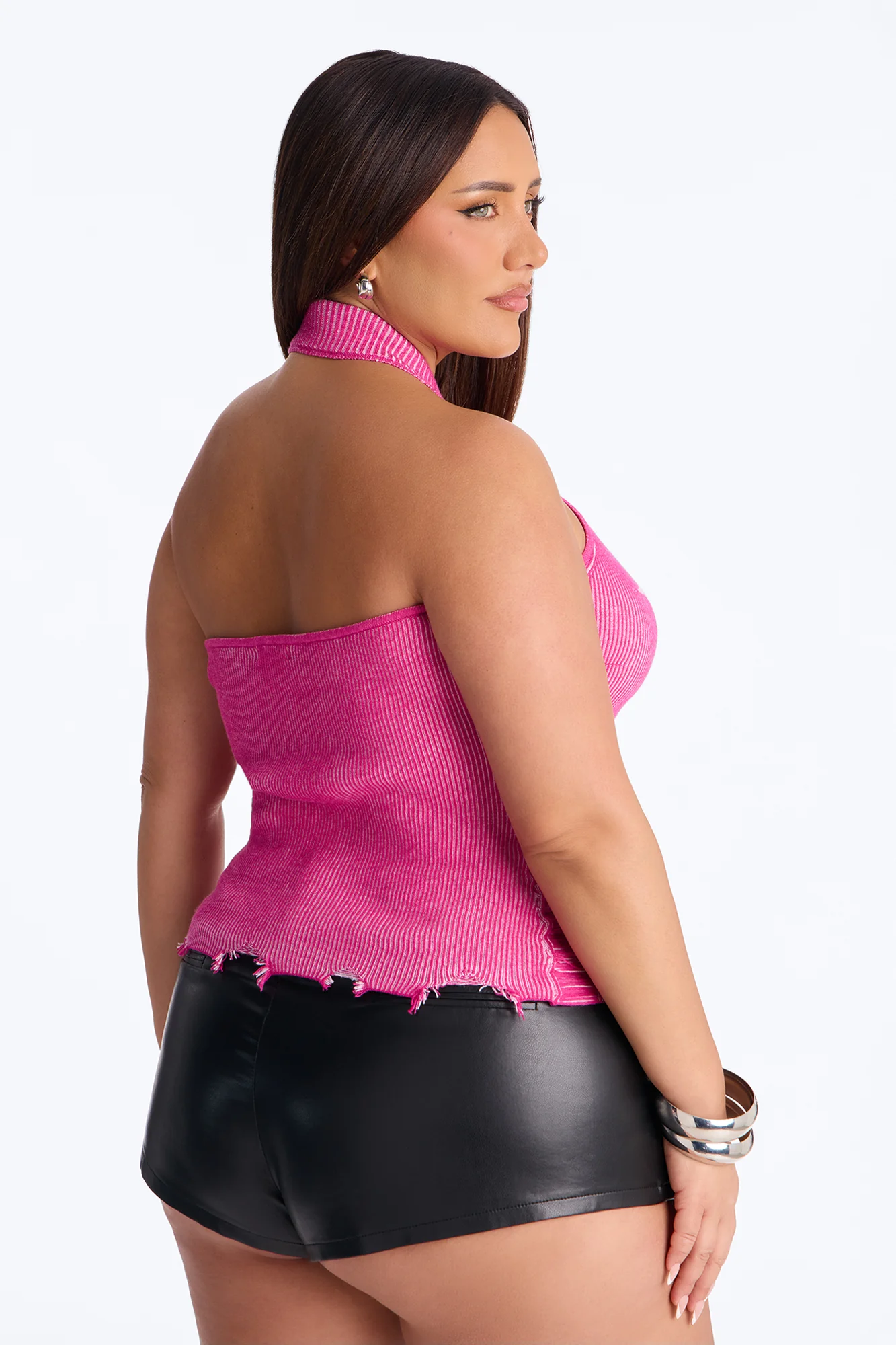 You're A Star Marled Sweater Halter Top - Pink/combo - Image 7