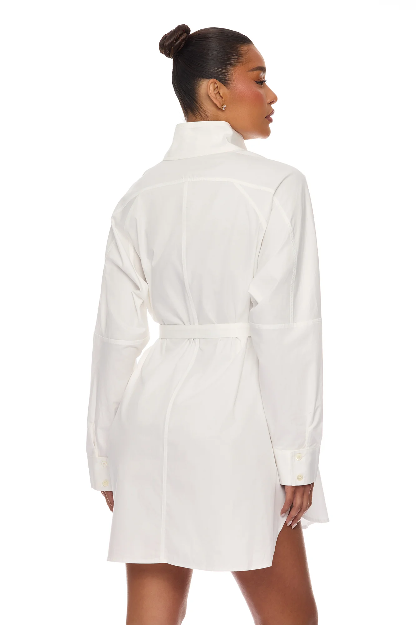 Ysabelle Belted Mini Shirt Dress - White - Image 3