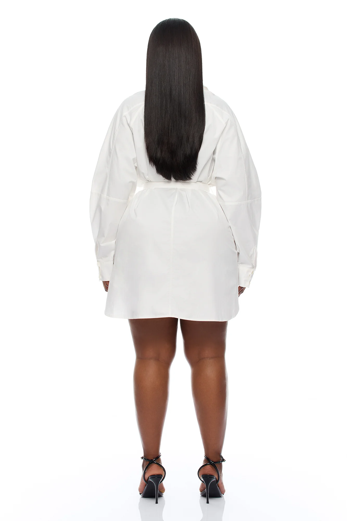 Ysabelle Belted Mini Shirt Dress - White - Image 9