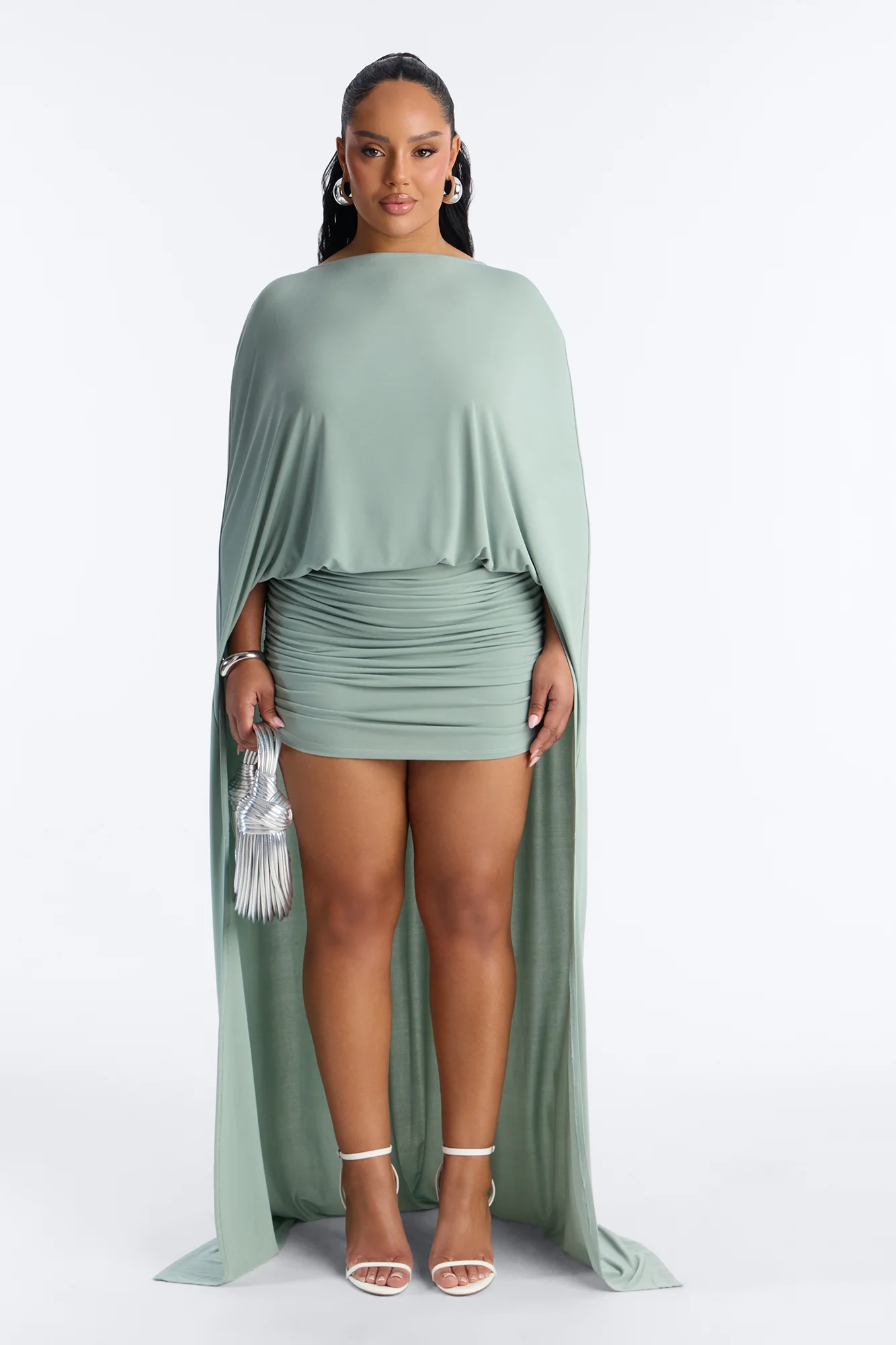 Zadie Babe Cape Mini Dress - Sage - Image 5