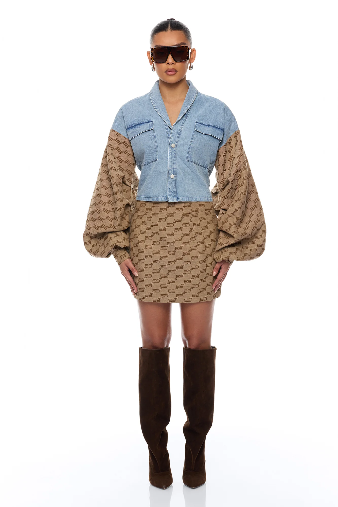 Zaelyn Denim Jacket Mini Skirt Set - Medium Wash - Image 2