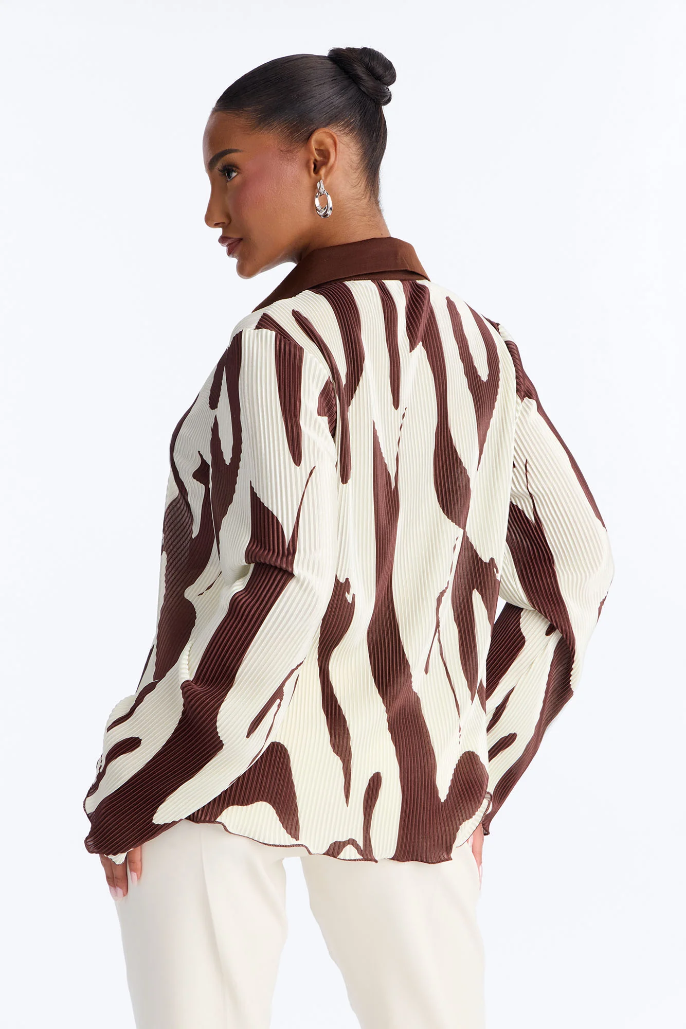 Zahara Button Up Top - Brown/combo - Image 4