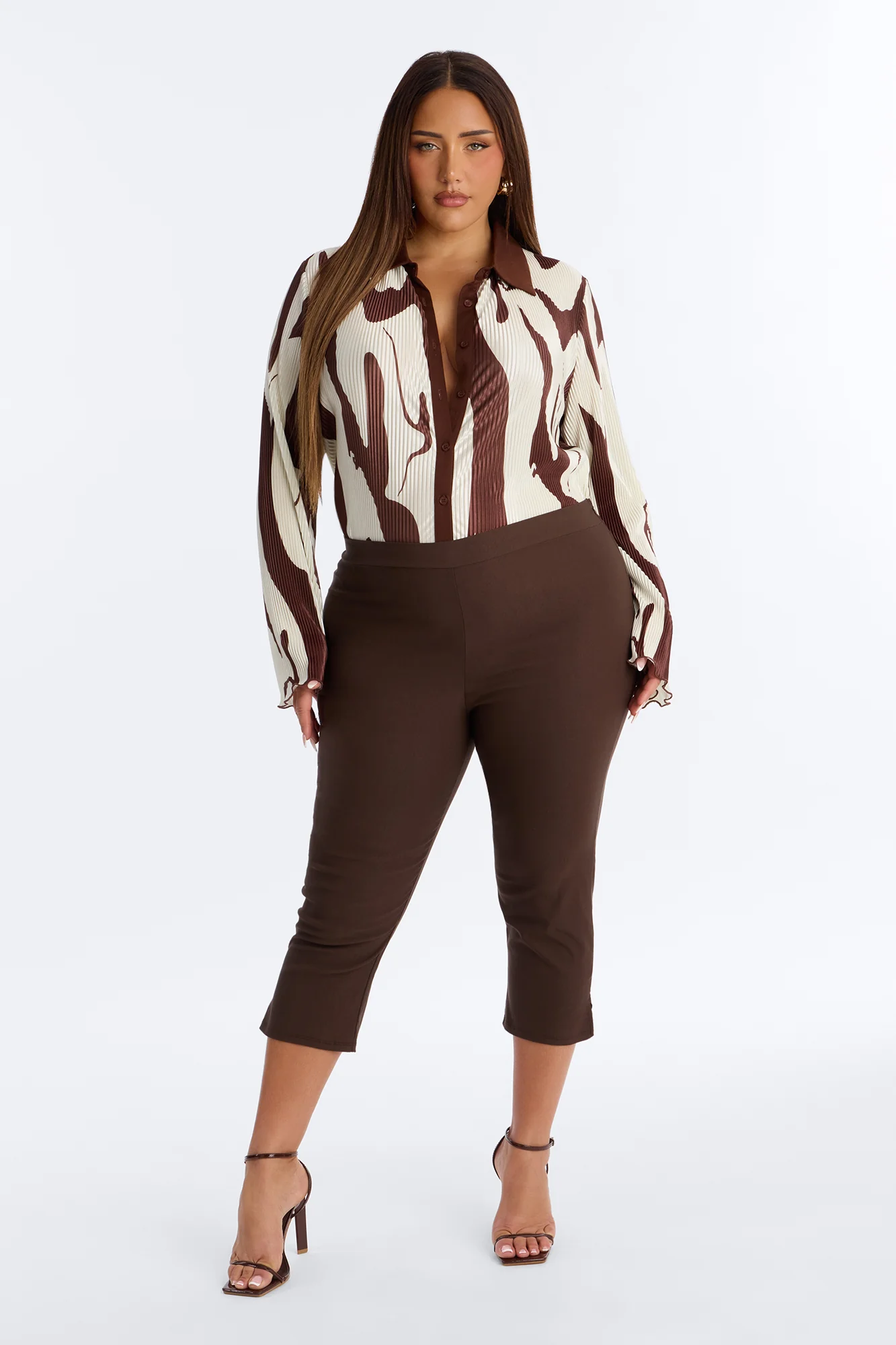 Zahara Button Up Top - Brown/combo - Image 5