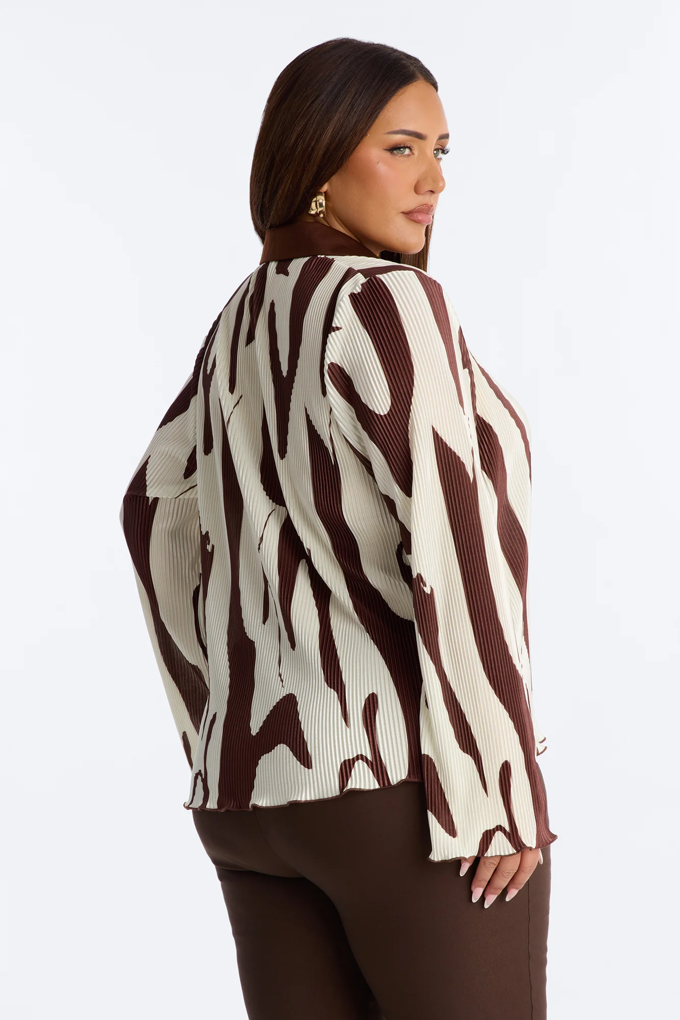 Zahara Button Up Top - Brown/combo - Image 8