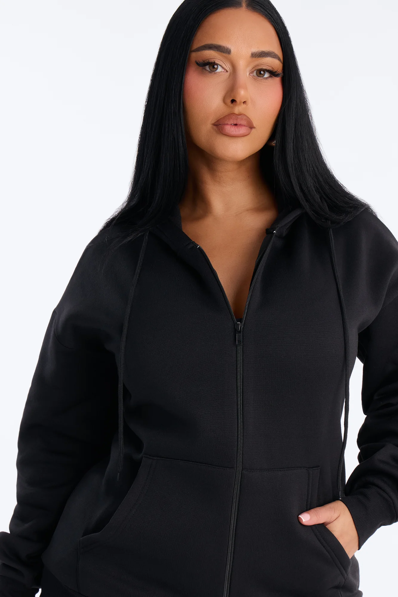 Zaira Fleece Flare Pant Set - Black - Image 3
