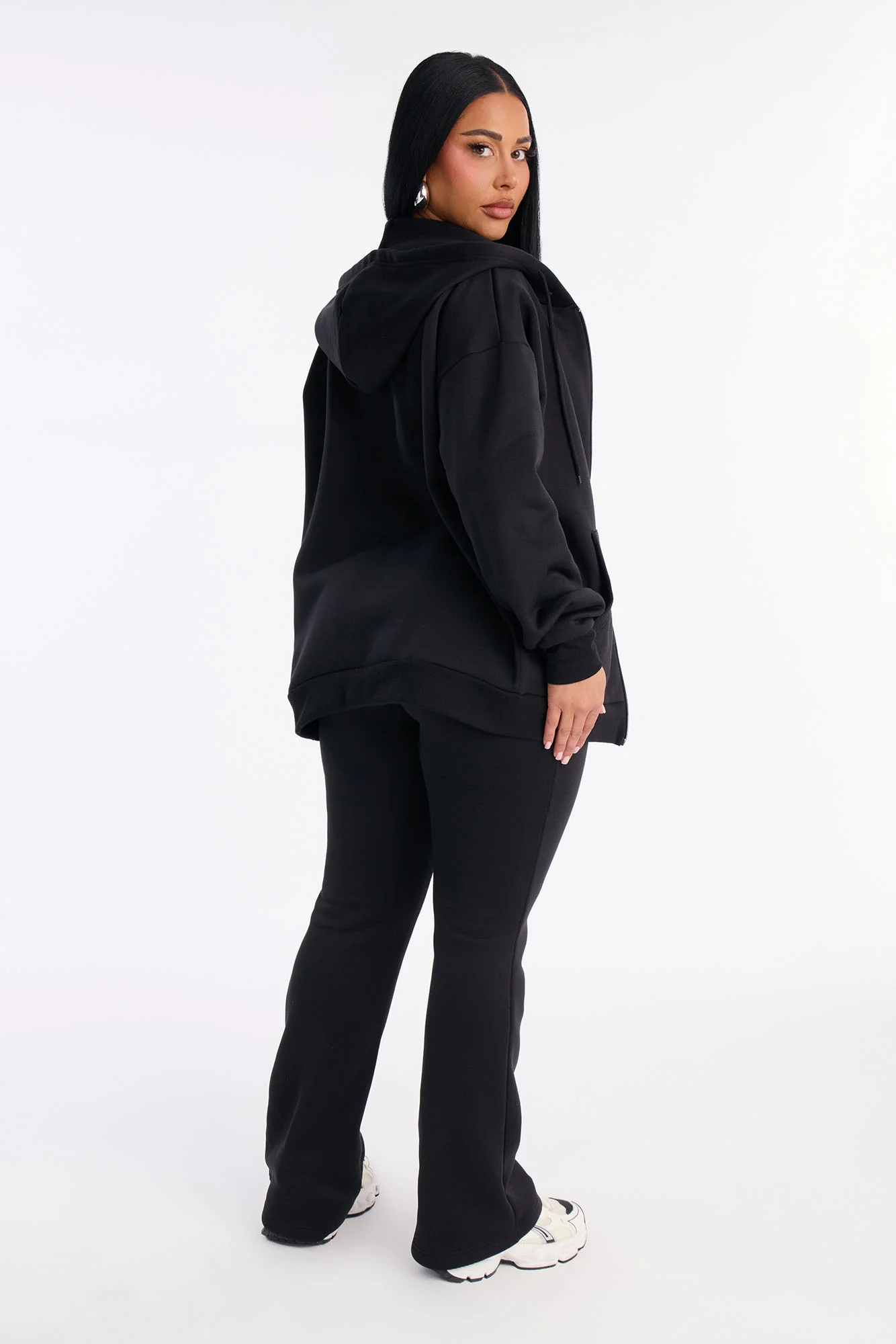 Zaira Fleece Flare Pant Set - Black - Image 4
