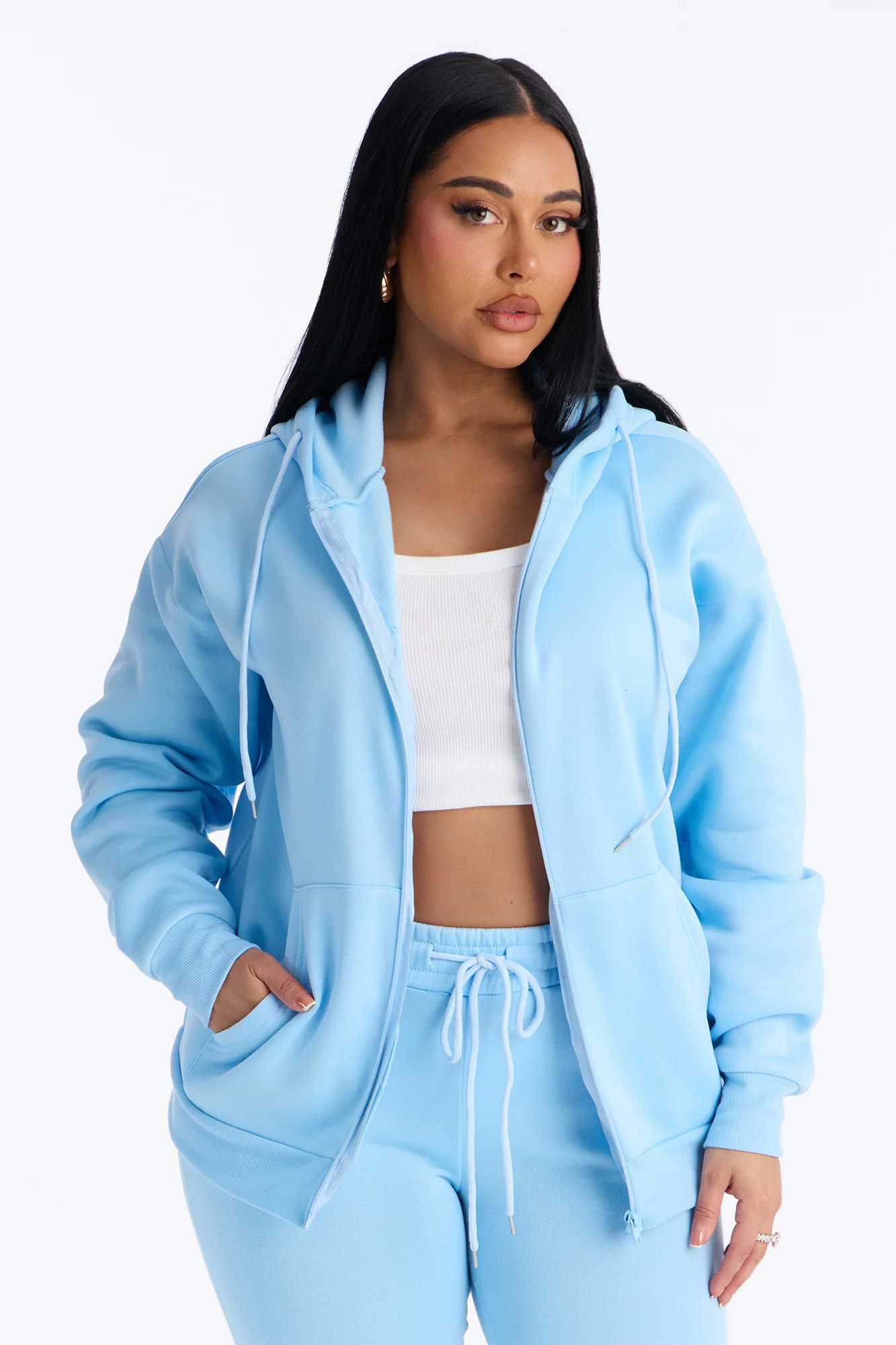 Zaira Fleece Flare Pant Set - Blue - Image 2