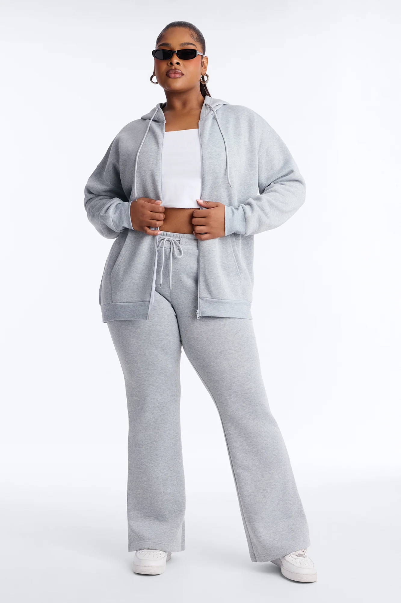 Zaira Fleece Flare Pant Set - Heather Grey - Image 5