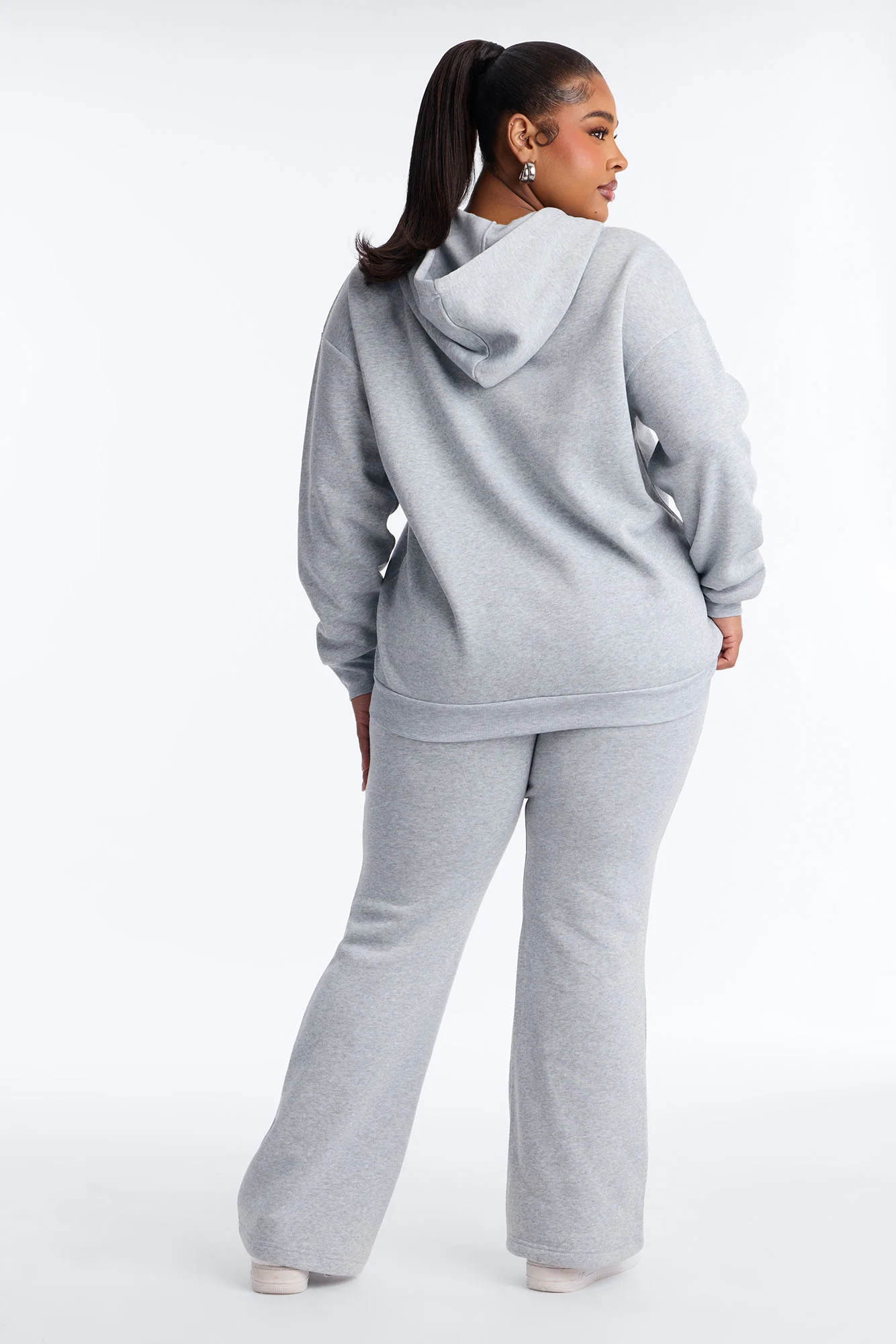 Zaira Fleece Flare Pant Set - Heather Grey - Image 7