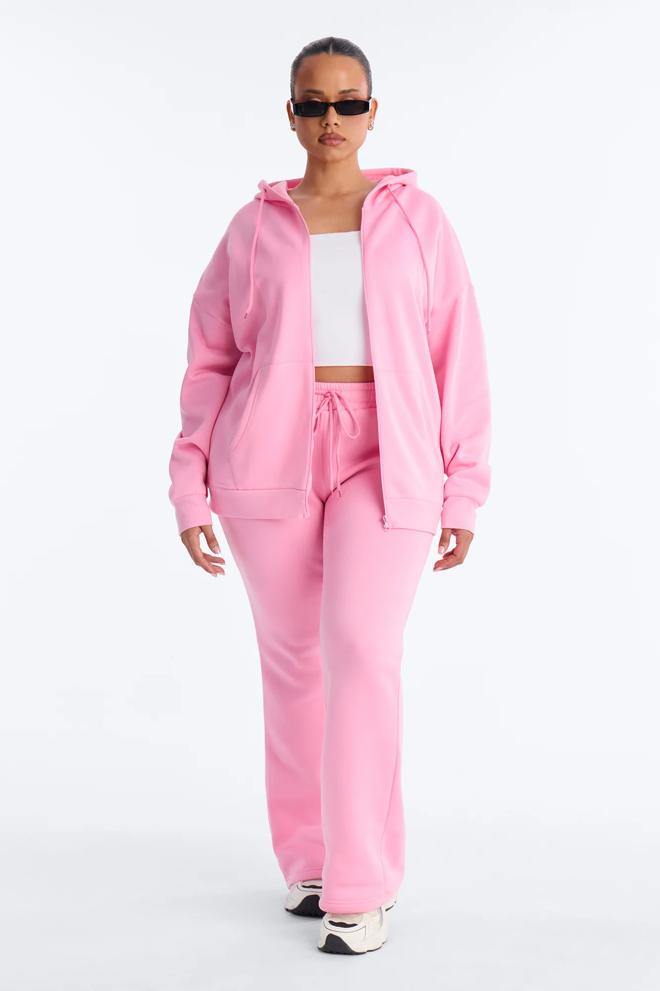 Zaira Fleece Flare Pant Set - Pink - Image 5