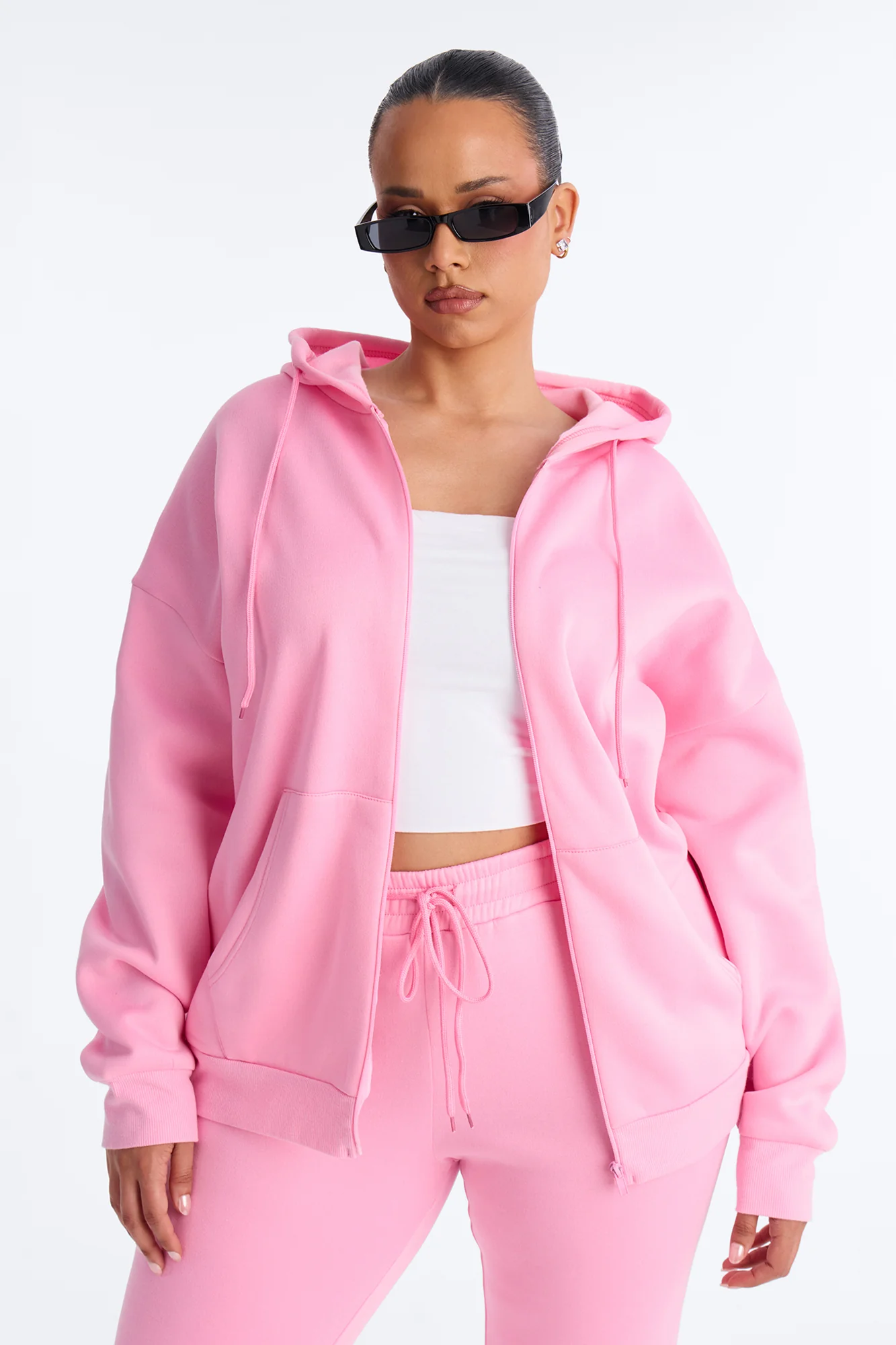 Zaira Fleece Flare Pant Set - Pink - Image 6