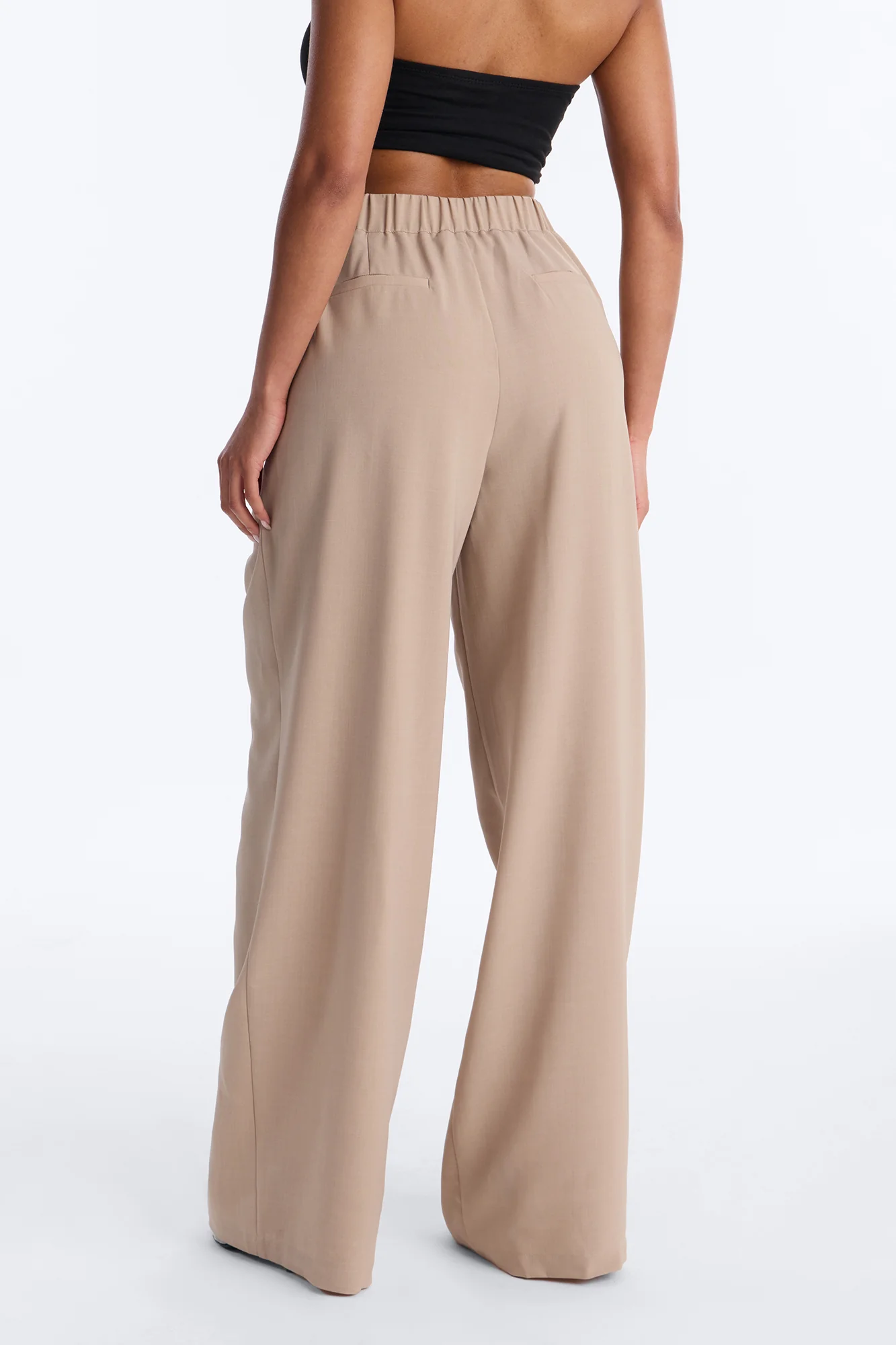 Zamara High Rise Clean Waistband Trouser Pant 33″ - Taupe - Image 4