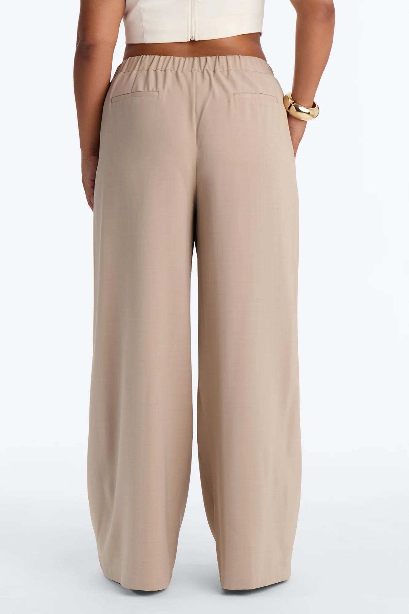 Zamara High Rise Clean Waistband Trouser Pant 33″ - Taupe - Image 8
