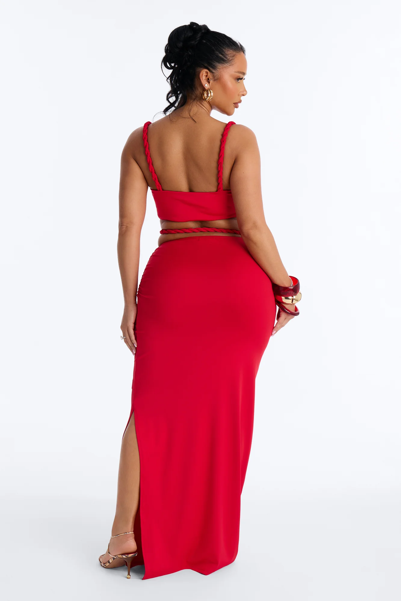 Zaria Braided Maxi Skirt Set - Red - Image 4