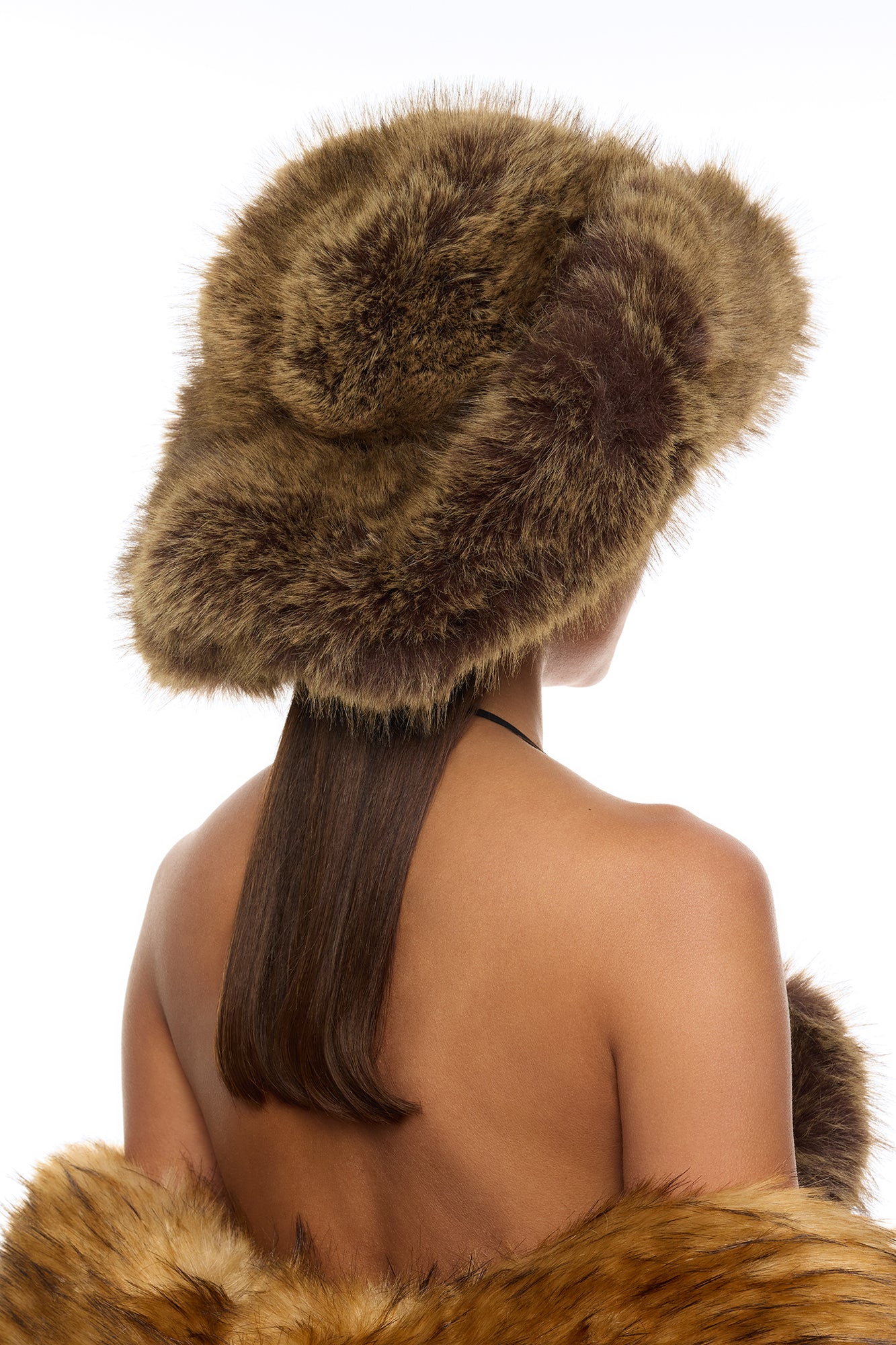 Zaria Faux Fur Cowboy Hat - Brown - Image 3