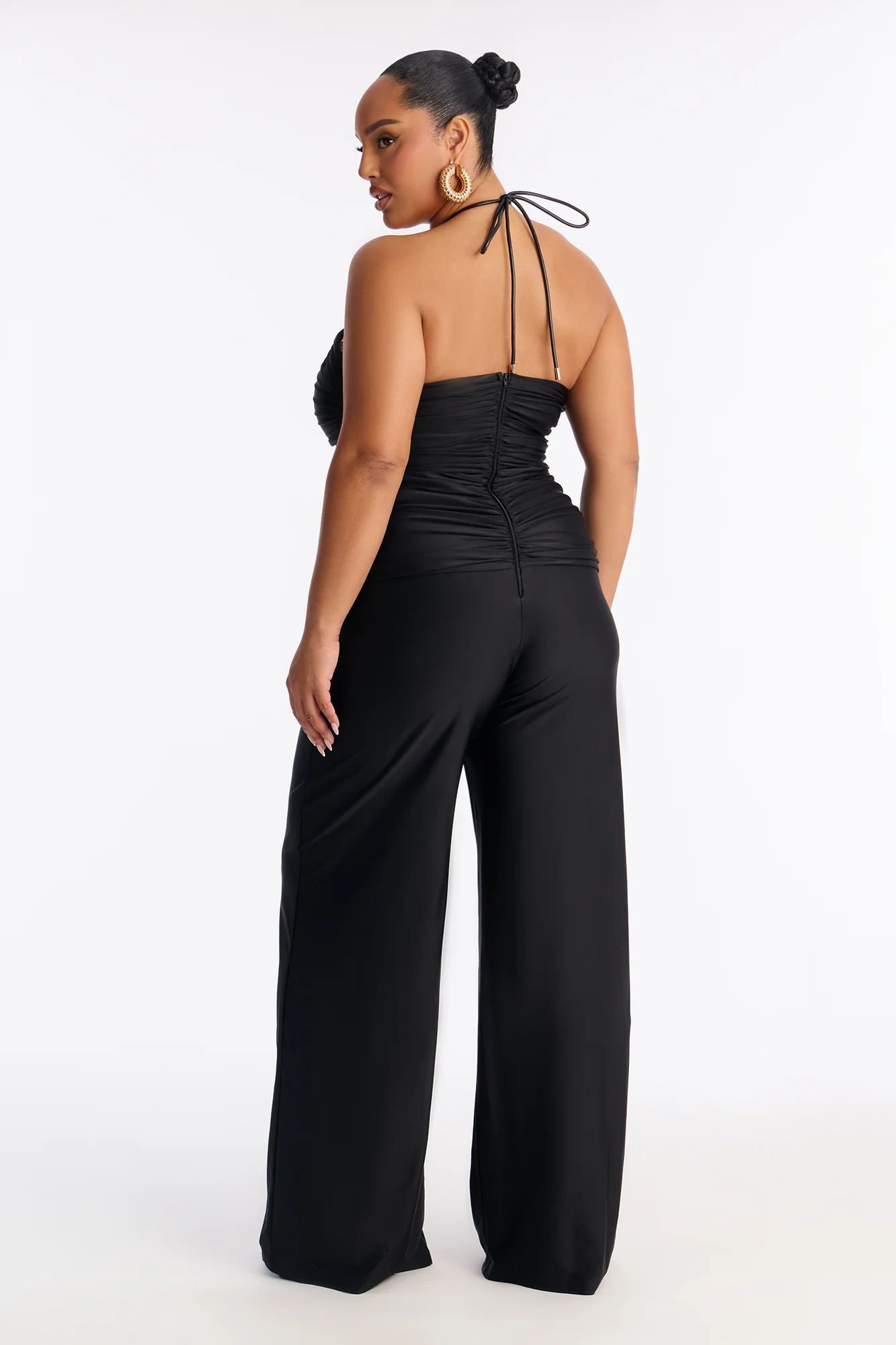 Zaria Lace Up Halter Jumpsuit - Black - Image 7