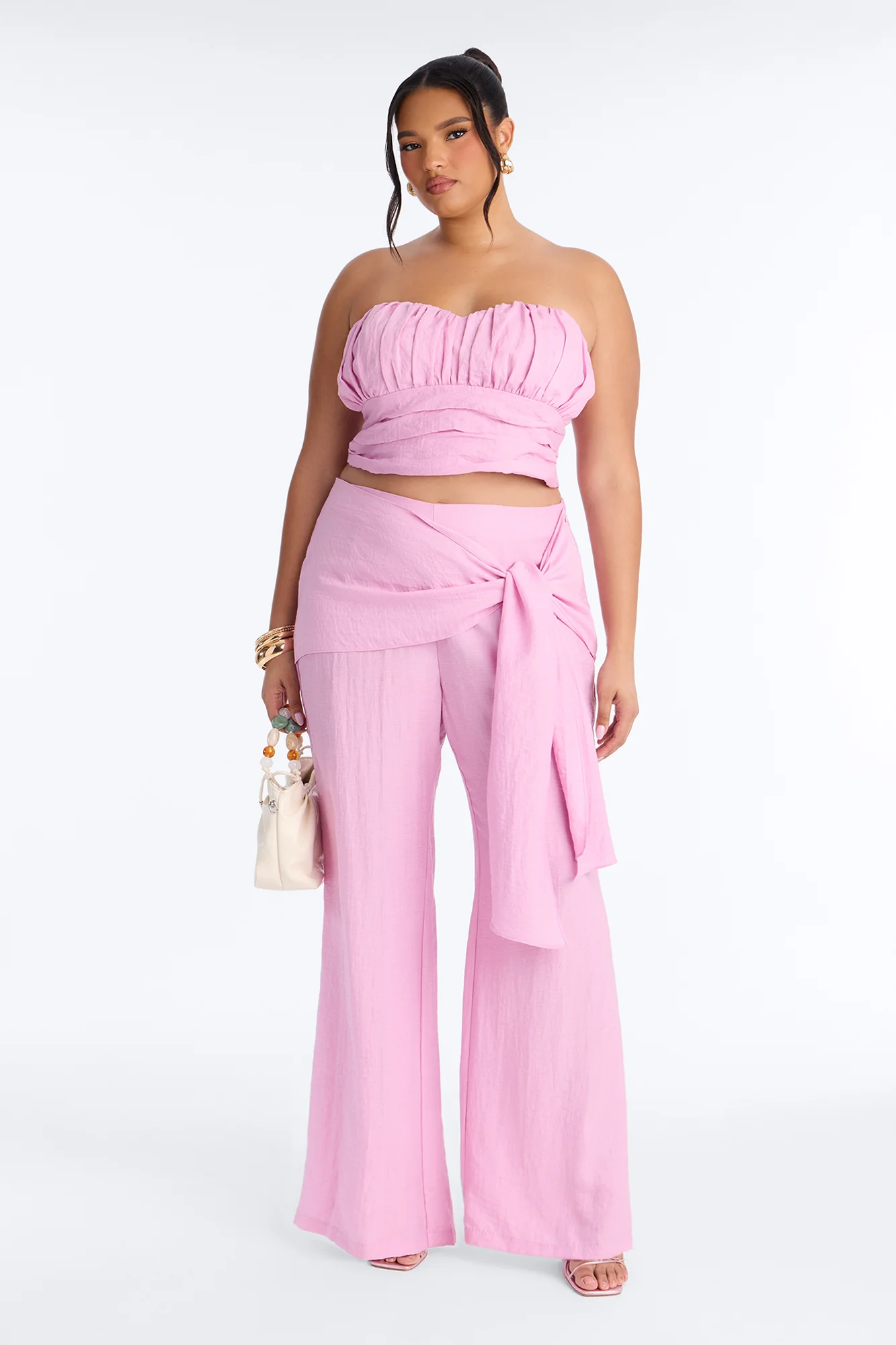 Zariah Strapless Linen Wrap Pant Set - Lilac - Image 5