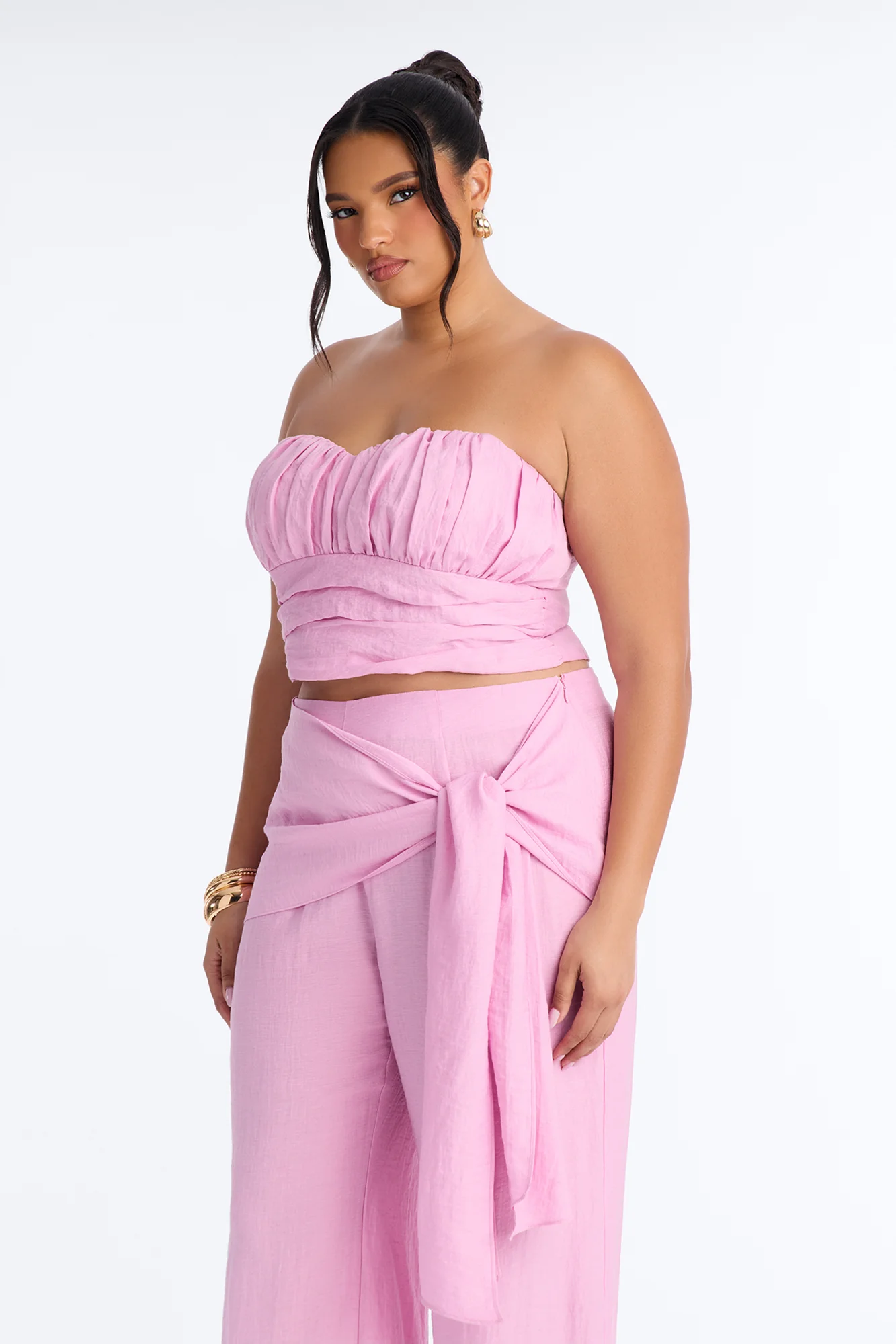 Zariah Strapless Linen Wrap Pant Set - Lilac - Image 6