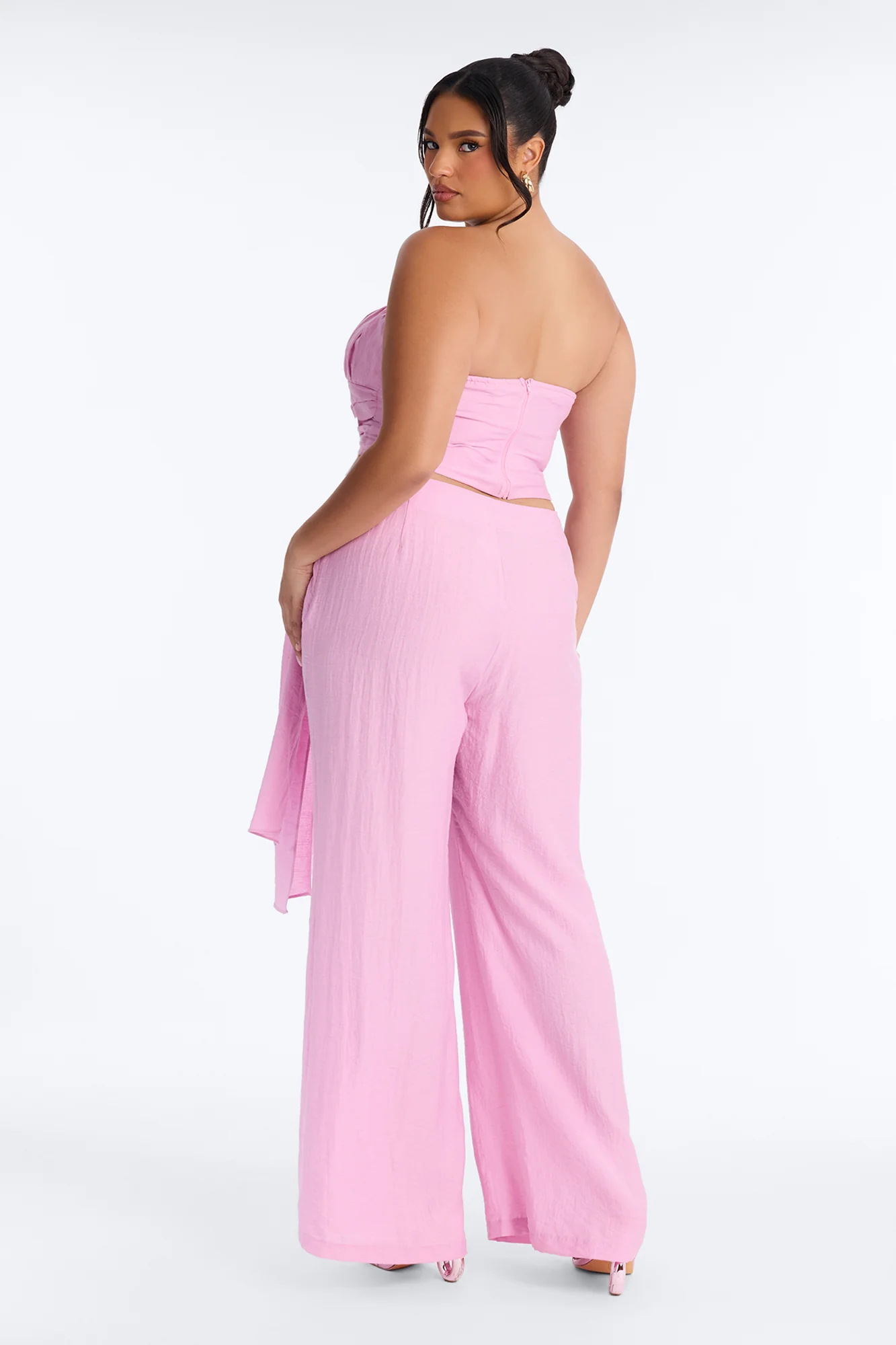 Zariah Strapless Linen Wrap Pant Set - Lilac - Image 8