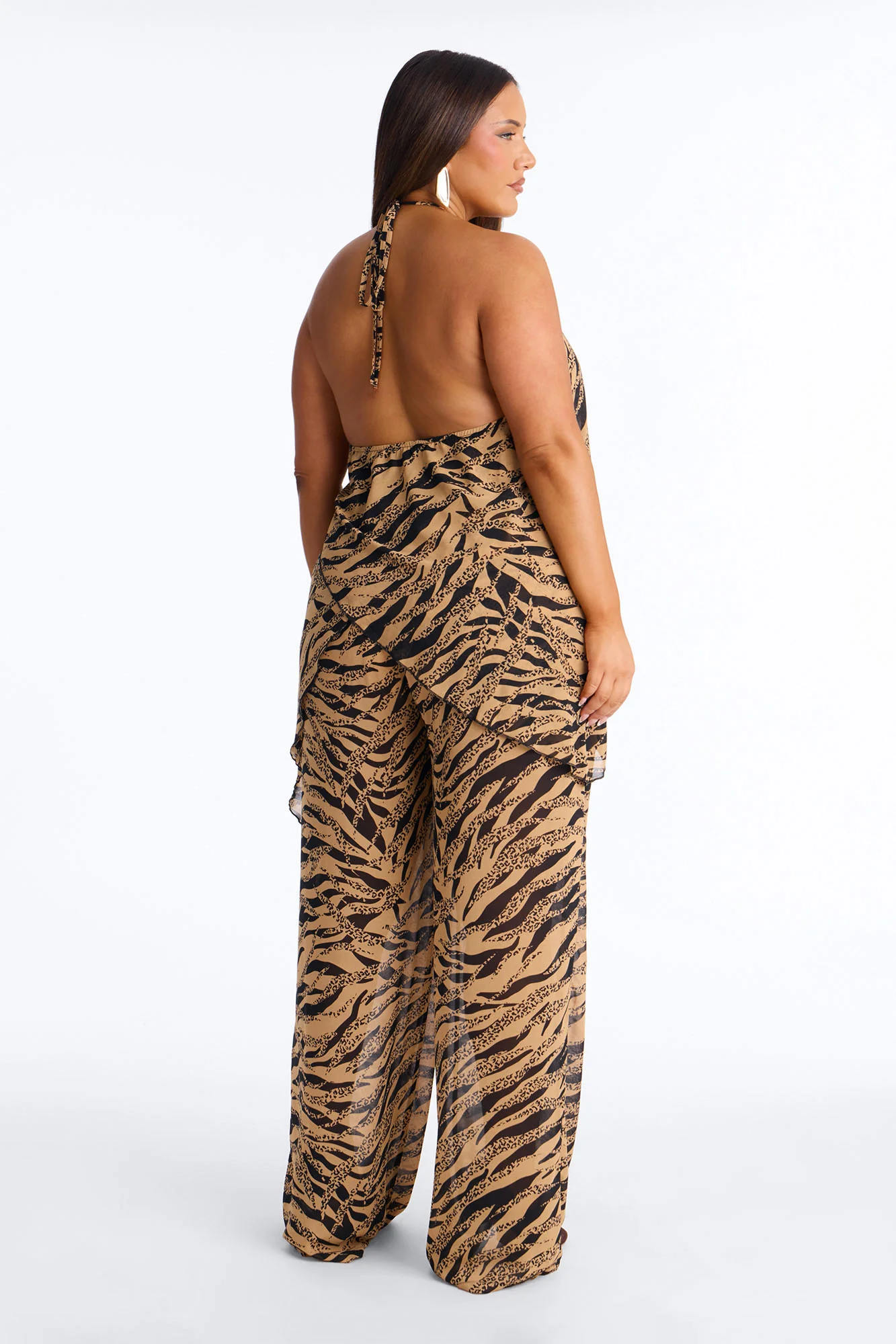 Zaya Halter Chiffon Pant Set - Black/combo - Image 8