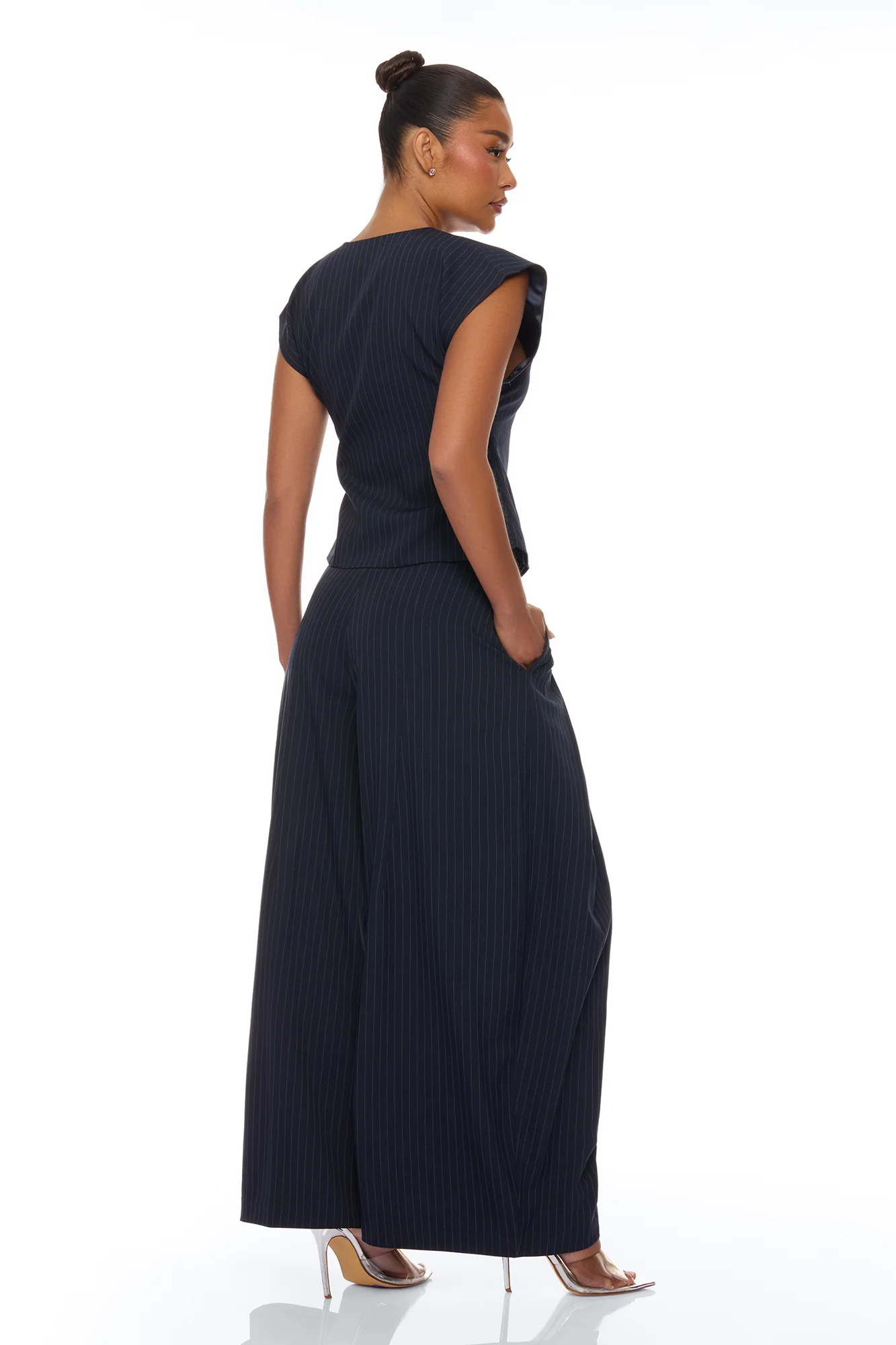 Zaya Wide Leg Pant Set - Navy/combo - Image 4