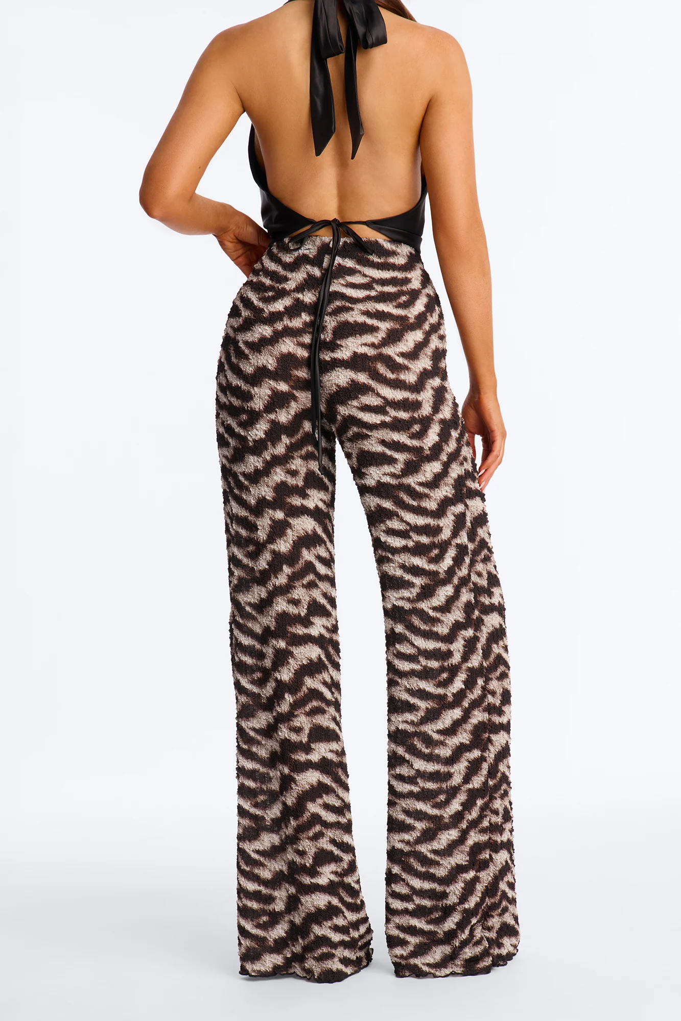 Zebra Wide Leg Textured Pants - Black/combo - Image 4