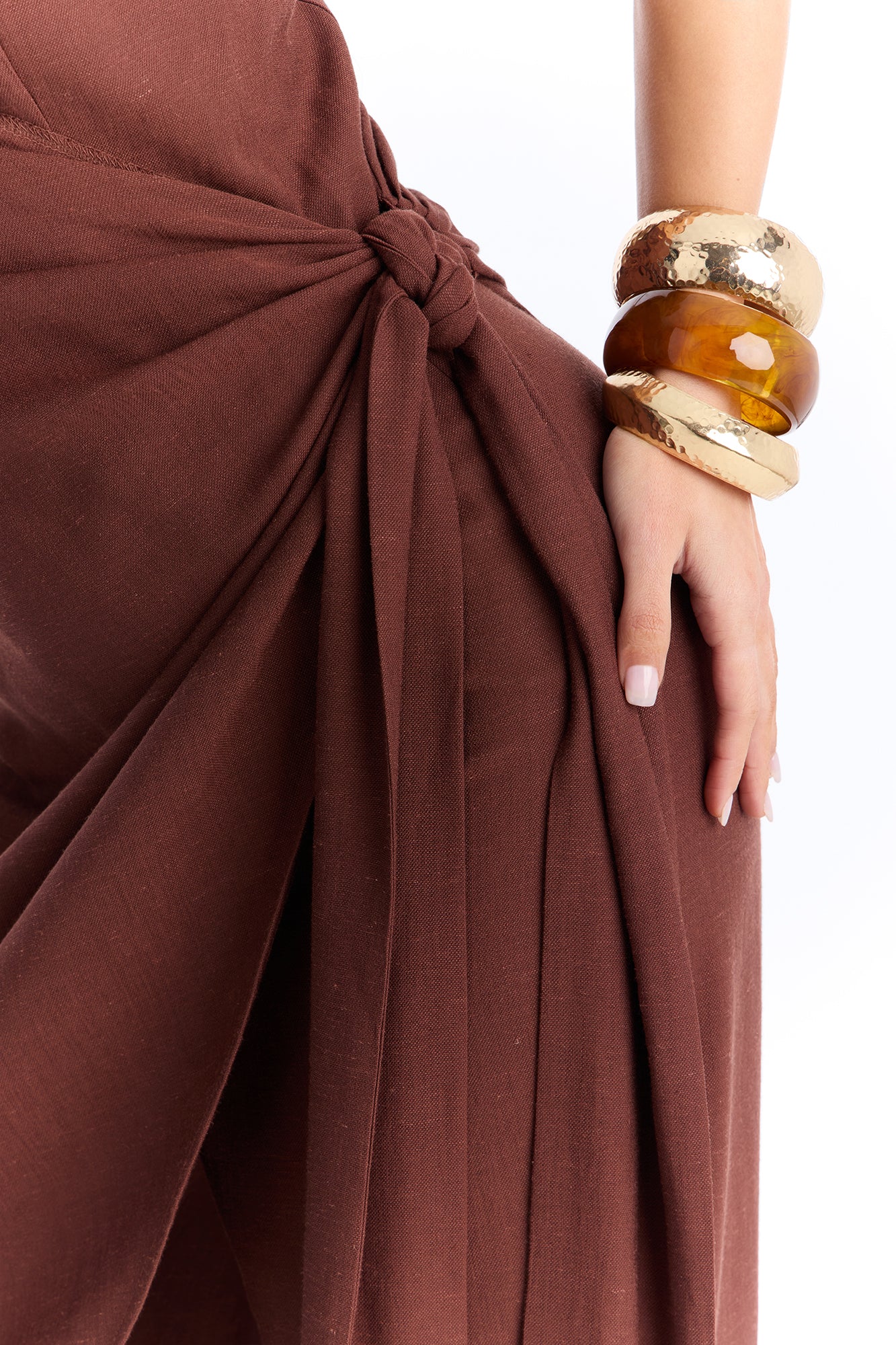 Zena Off Shoulder Draped Jumpsuit - Chocolate - Image 4