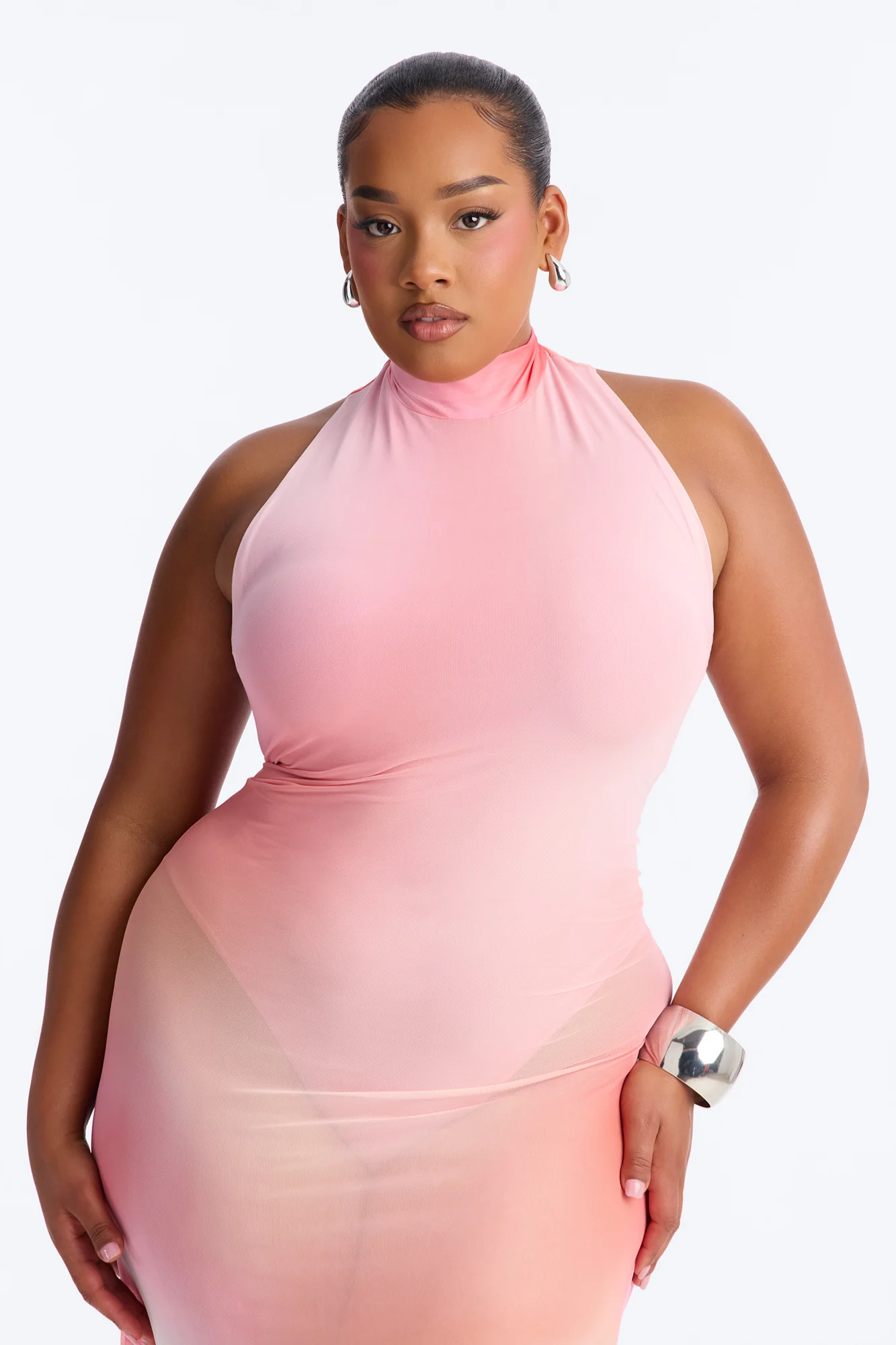 Zenna Ombre Mesh Maxi Dress - Pink - Image 6