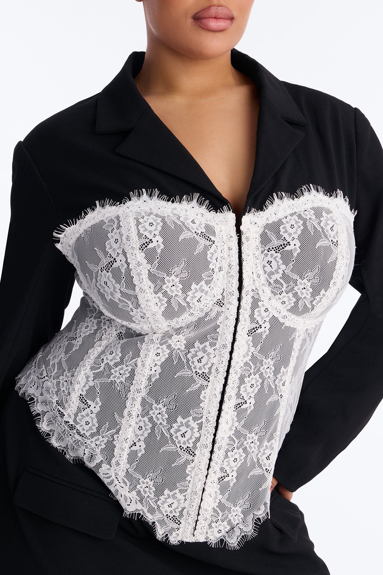 Zia Long Sleeve Blazer Mini Dress - Black/White - Image 7
