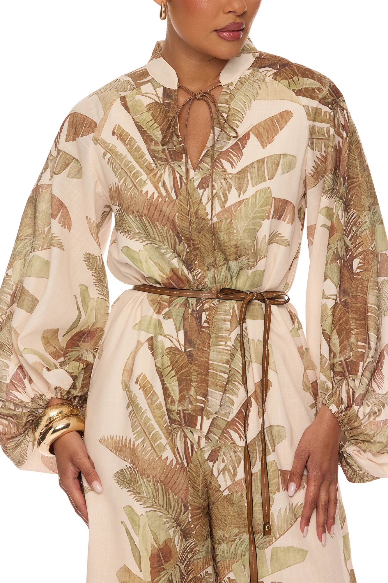 Zinnia Balloon Sleeve Linen Jumpsuit - Sand/combo - Image 3