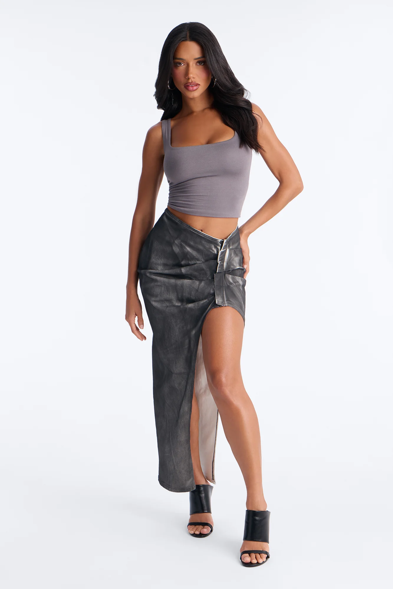 Zinnia Double Lined Tank Top - Grey - Image 2
