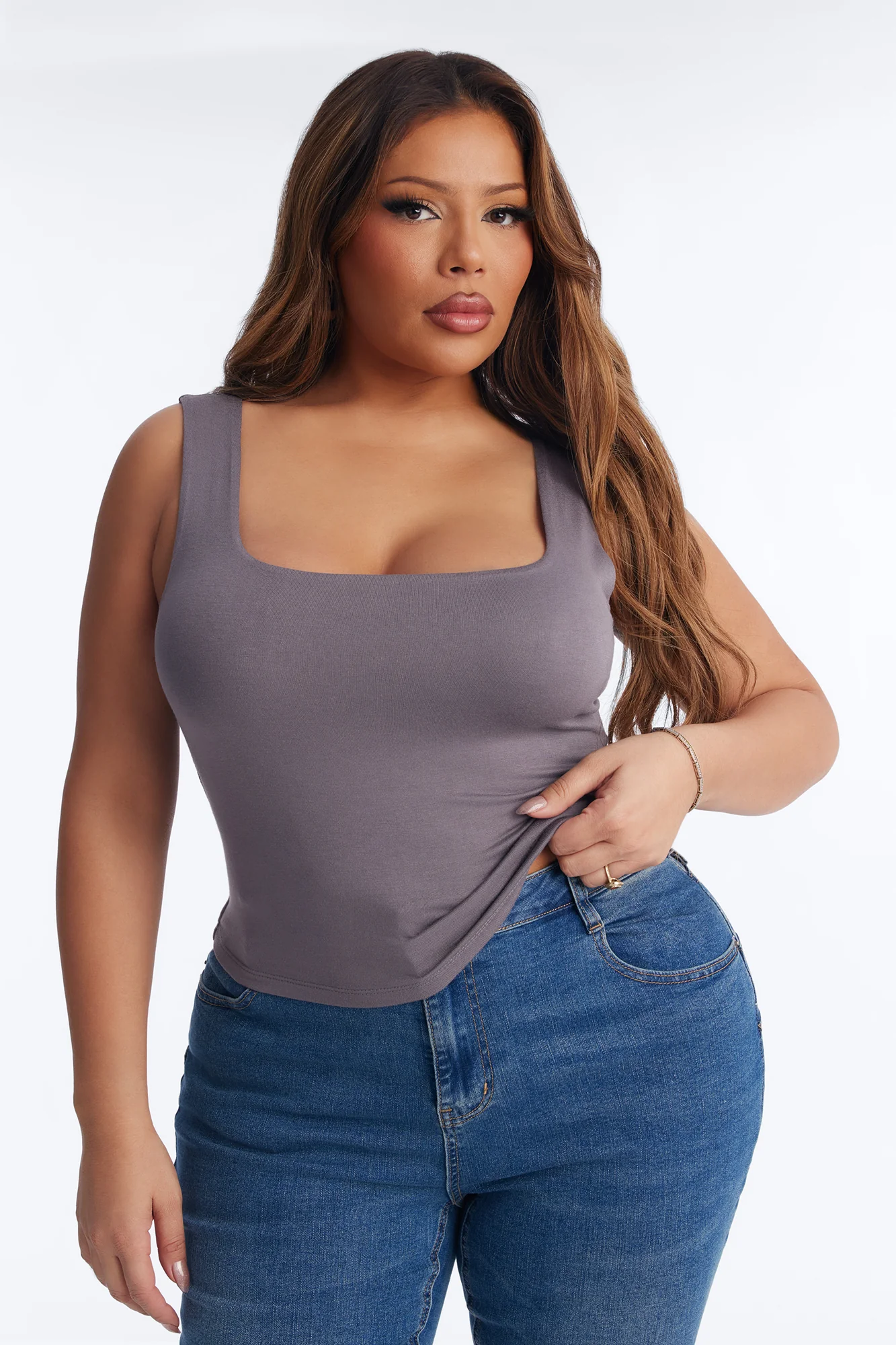 Zinnia Double Lined Tank Top - Grey - Image 5