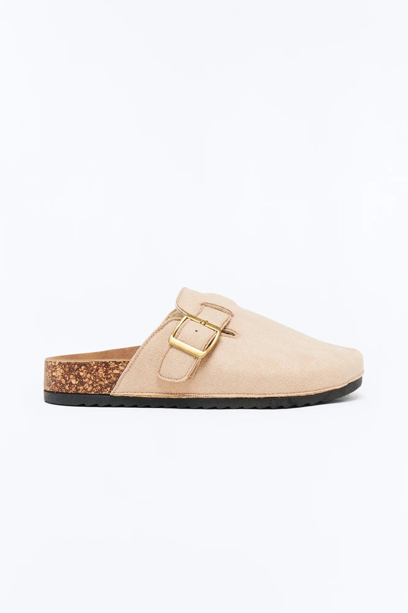 Zio Buckle Suede Flats - Beige