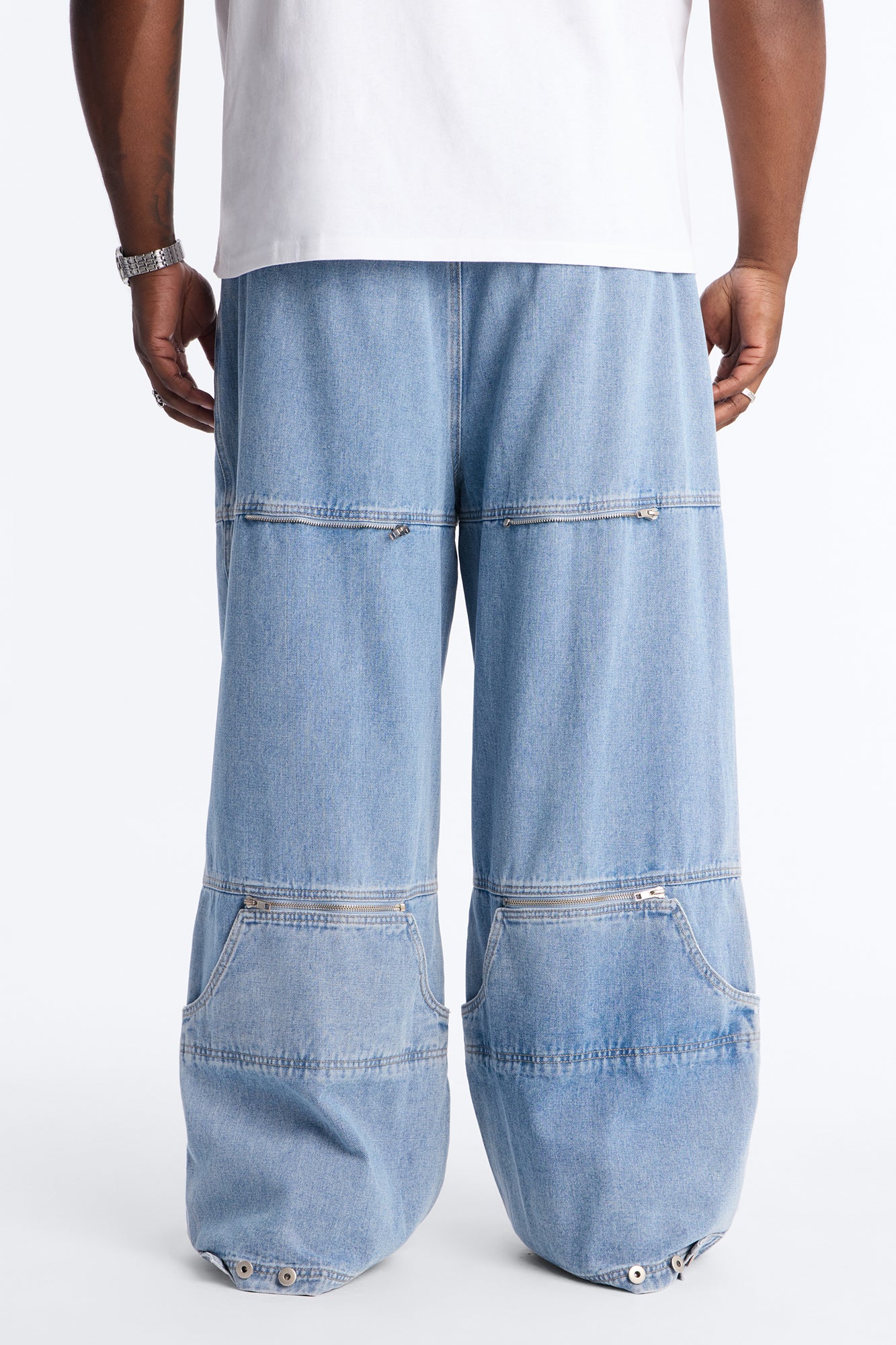 Zip-Off 2 Way Baggy Jean - Light Blue Wash - Image 5