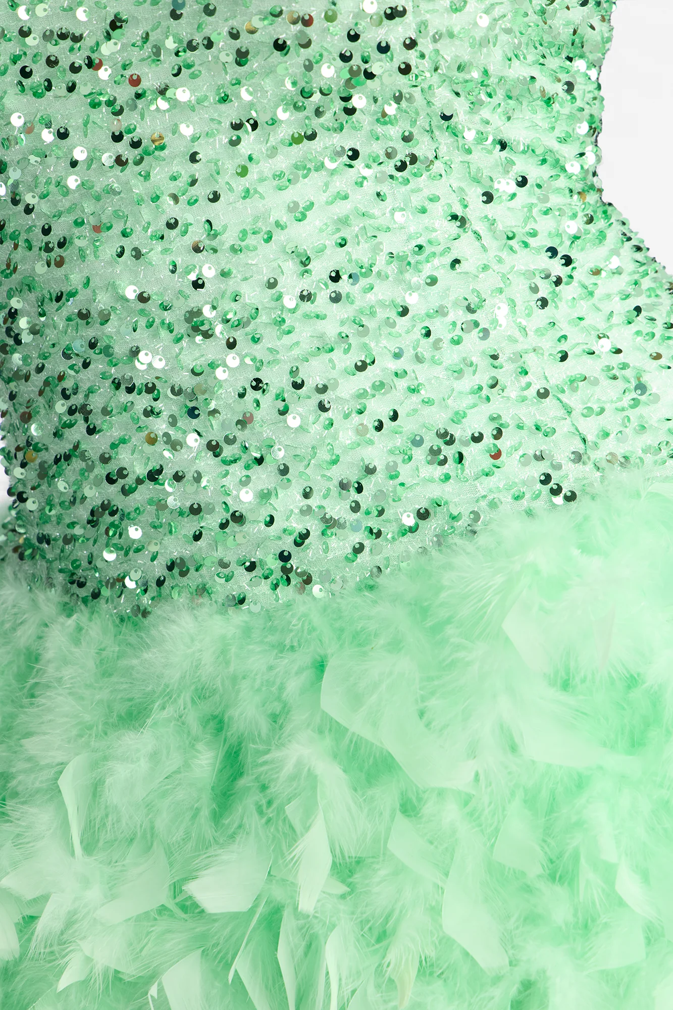 Zoey Feathered Sequin High Neck Mini Dress - Mint - Image 7
