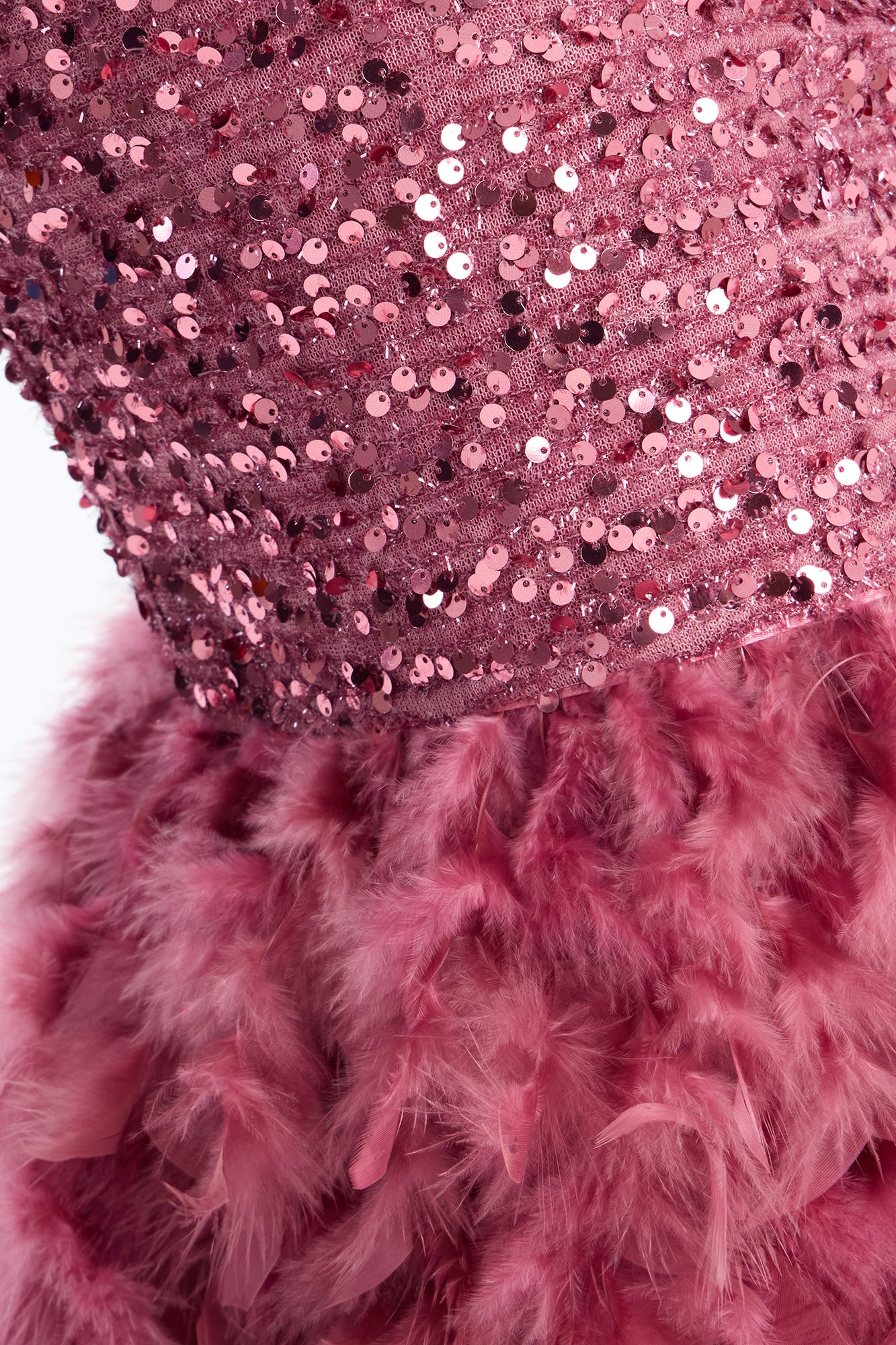 Zoey Feathered Sequin Midi Dress - Mauve - Image 4