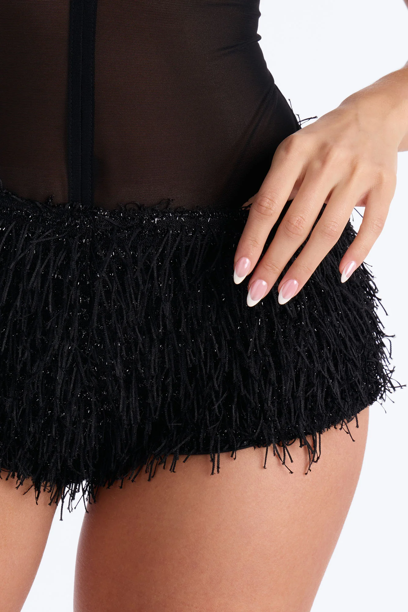 Zoey Textured Low Rise Hot Short - Black - Image 3
